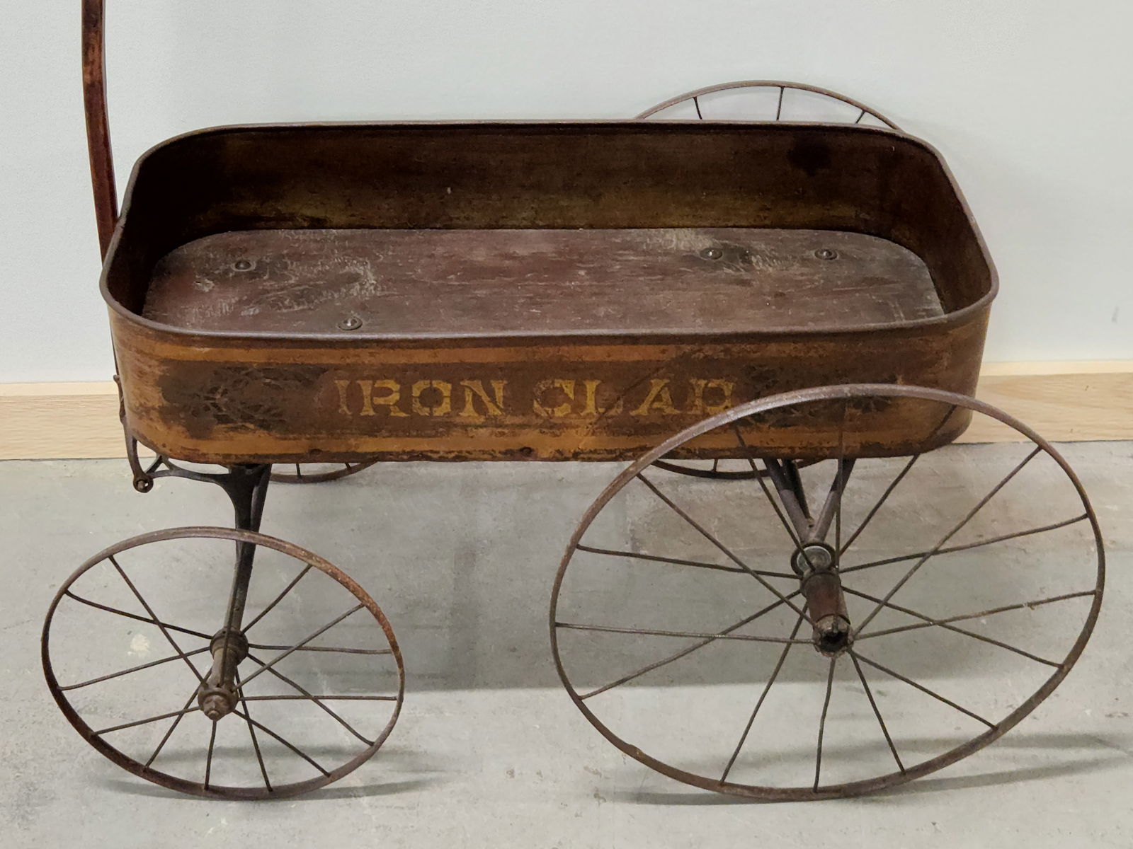 ANTIQUE METAL & WOOD IRON CLAD WAGON (1 of 4)