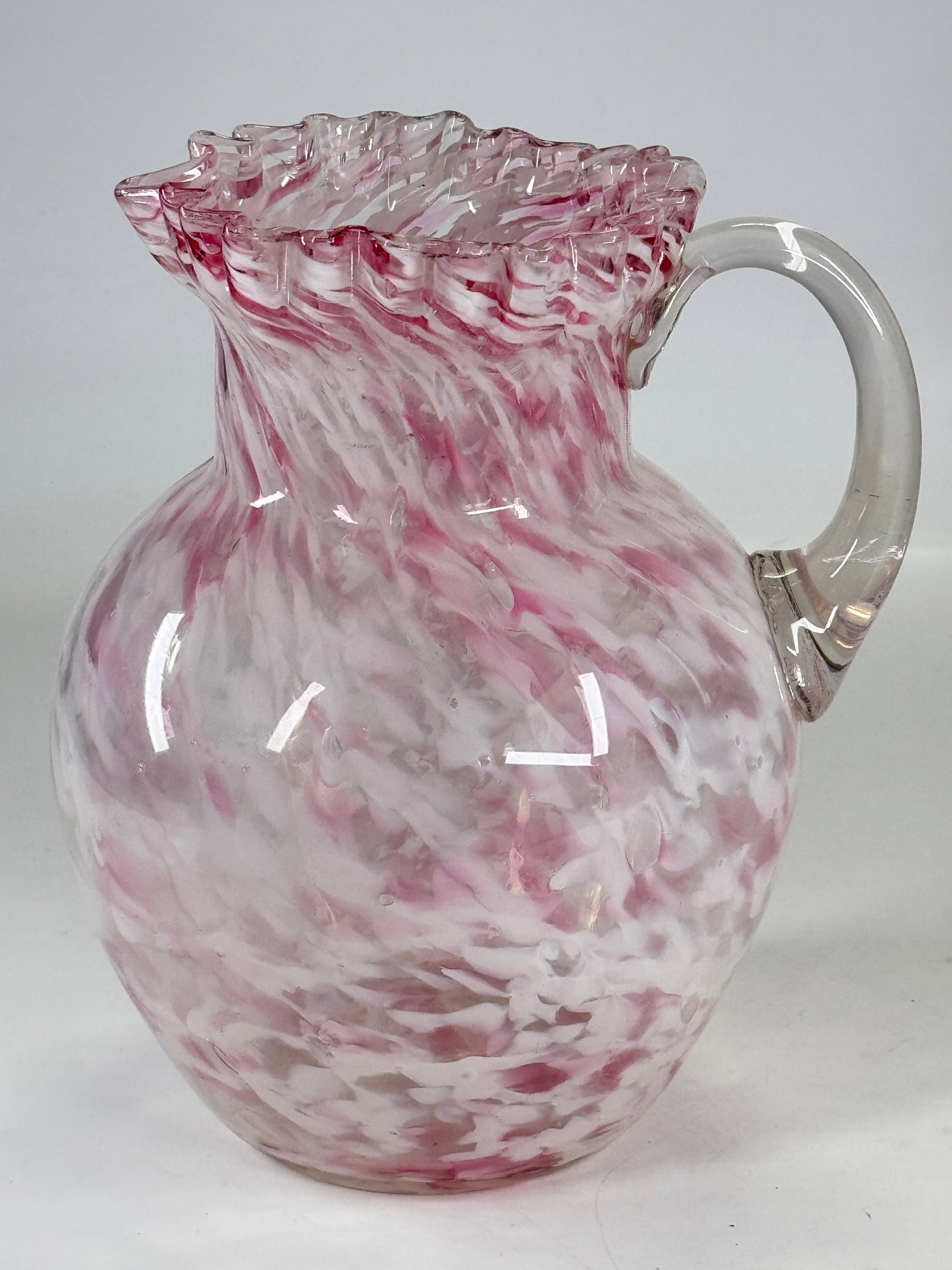 ANTIQUE PINK & WHITE SPATTER PITCHER (1 of 6)