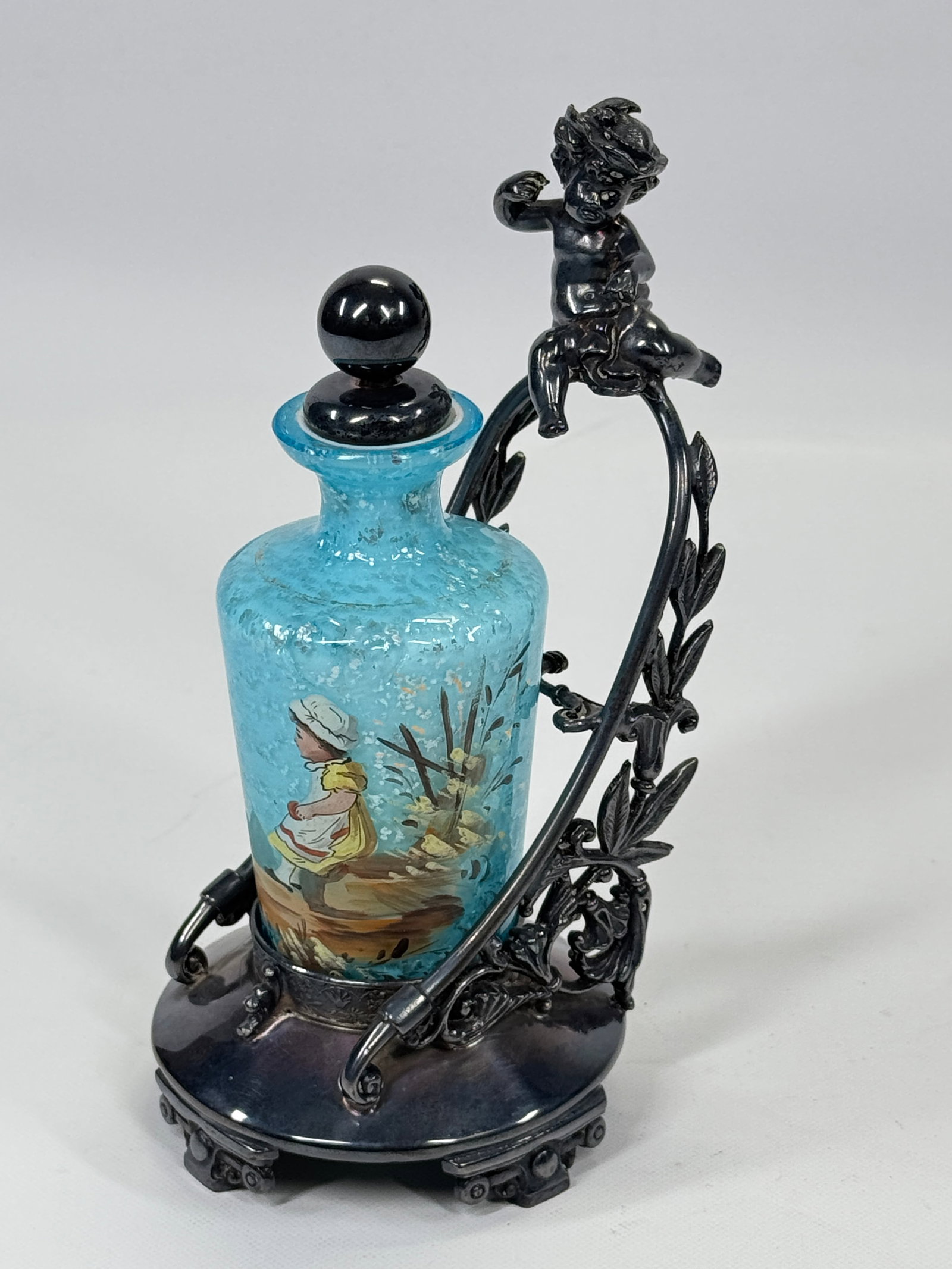 HAND PAINTED CASED GLASS PERFUME MERIDEN HOLDER (1 of 10)