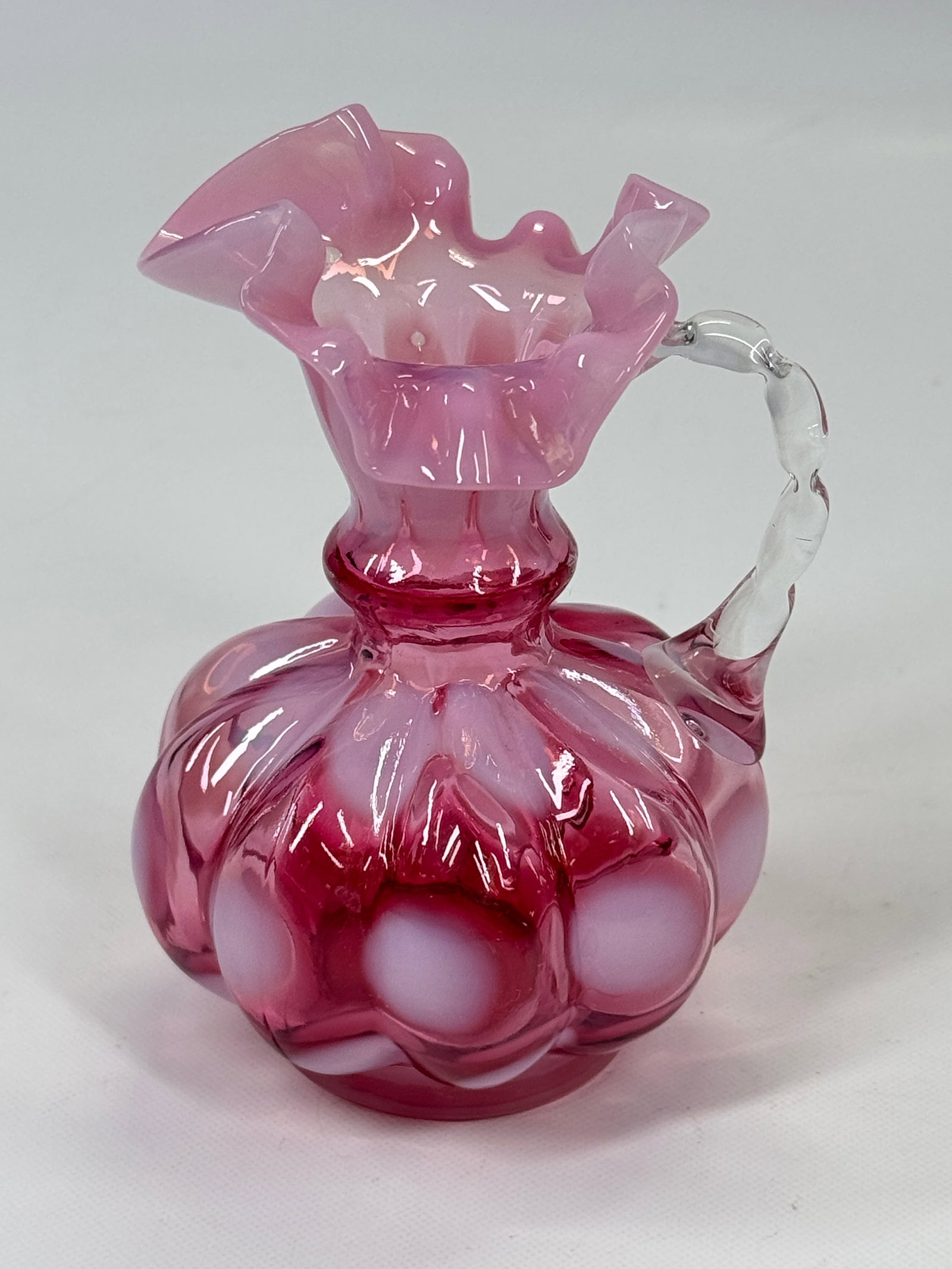 FENTON CRANBERRY DOT OPTIC JUG PITCHER (1 of 3)