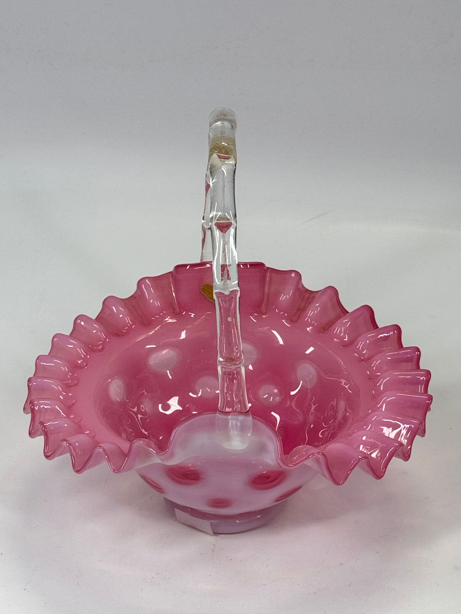 FENTON CRANBERRY OPAL COINSPOT 7" BASKET (1 of 3)