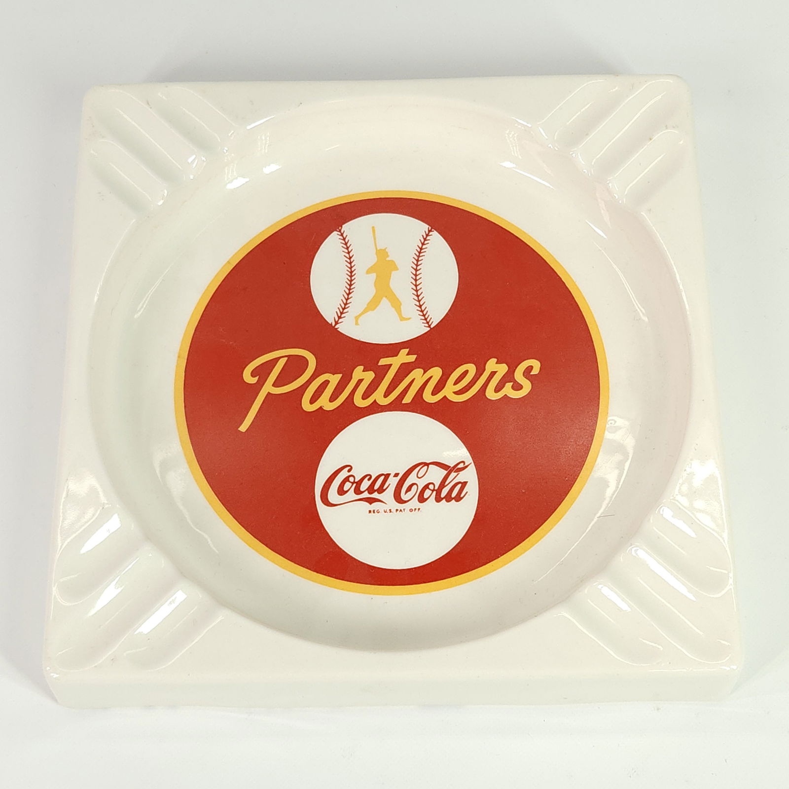 BOOKER CO. COCA COLA BASEBALL ASHTRAY (1 of 2)
