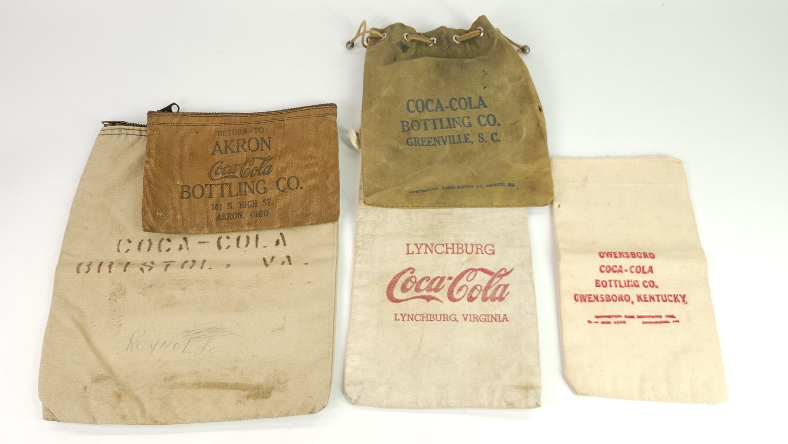 5) ANTIQUE COCA COLA BANK MONEY BAGS (1 of 5)
