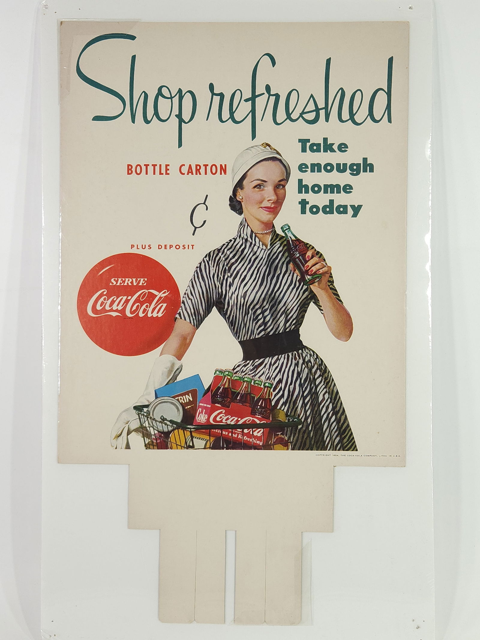 1954 COCA COLA SHOP REFRESHED CARDBOARD SIGN (1 of 7)