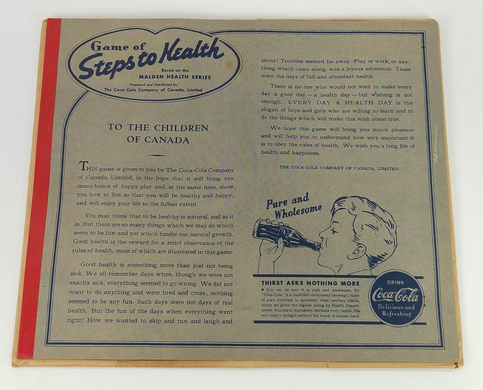 1938 COCA COLA STEPS TO HEALTH GAME: REMAINS IN VERY GOOD CLEAN CONDITION, APPEARING UNUSED.
