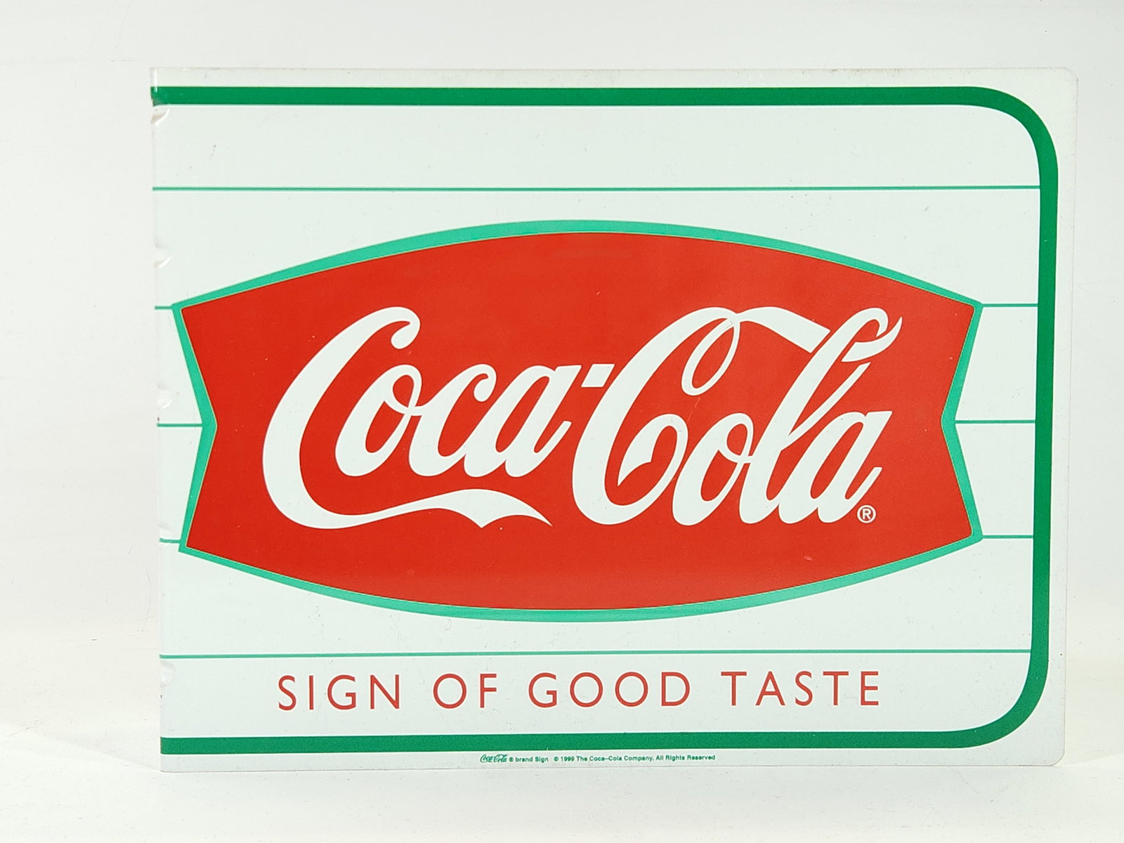 1999 COCA COLA FLANGE SIGN: REMAINS IN VERY GOOD CLEAN CONDITION.