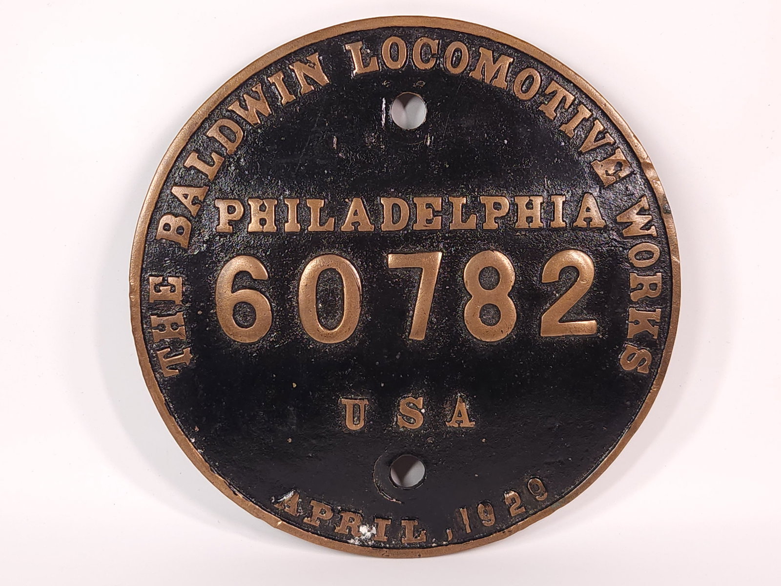 1929 CAST IRON THE BALDWIN LOCO WORKS PHILADELPHIA TRAIN PLATE (1 of 4)
