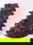 ANTIQUE BLACK FOREST CARVED TREE W/ NEST EGGS & LIZARD