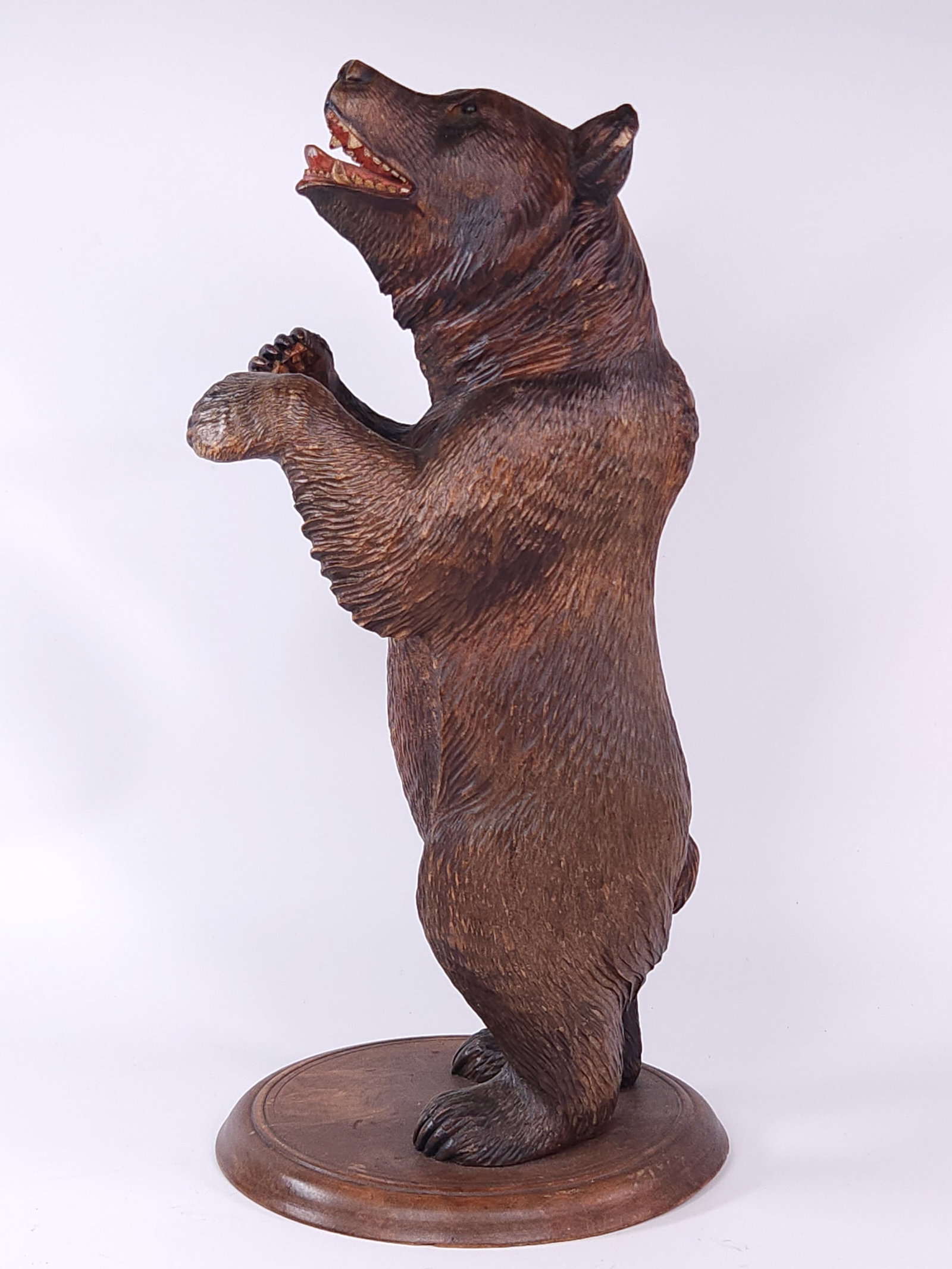 14" ANTIQUE BLACK FOREST WOOD CARVED STANDING BEAR (1 of 8)