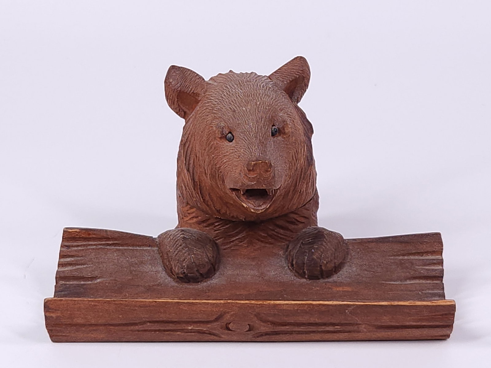 ANTIQUE BLACK FOREST CARVED BEAR INKWELL PEN STAND (1 of 6)