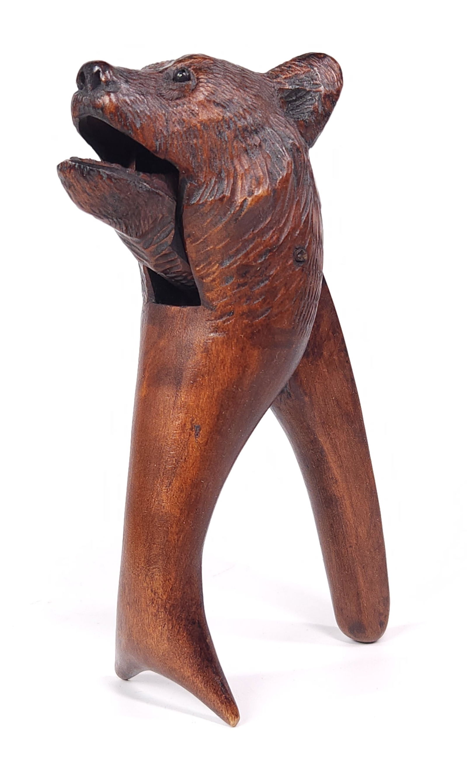 ANTIQUE BLACK FOREST CARVED BEAR HEAD NUT CRACKER (1 of 5)