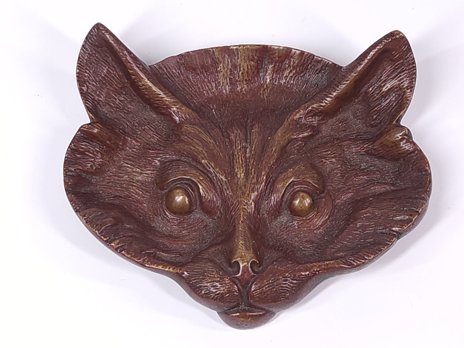 ANTIQUE CAST BRONZE FIGURAL CAT HEAD CATCHALL (1 of 4)