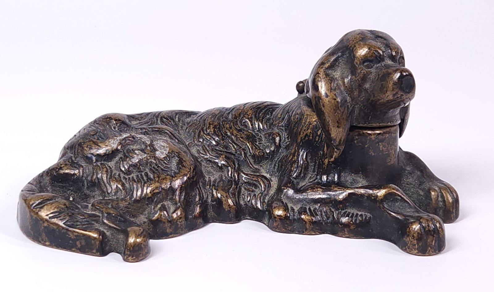 ANTIQUE CAST METAL DOG SETTER INK WELL (1 of 4)