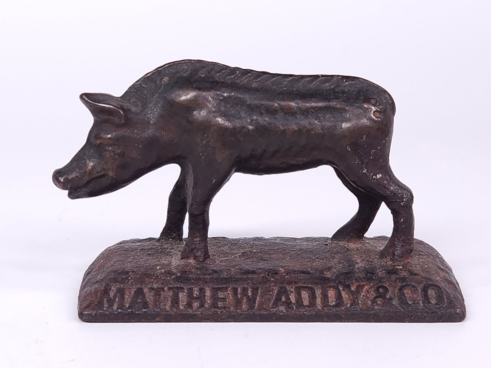 MATTHEW ADDY & CO CINCINNATI OHIO ADVERTISING BOAR MATCH STRICK: REMAINS IN FAIR TO GOOD CONDITION, SHOWING TYPICAL WEAR CONSISTENT WITH AGE AND USE.