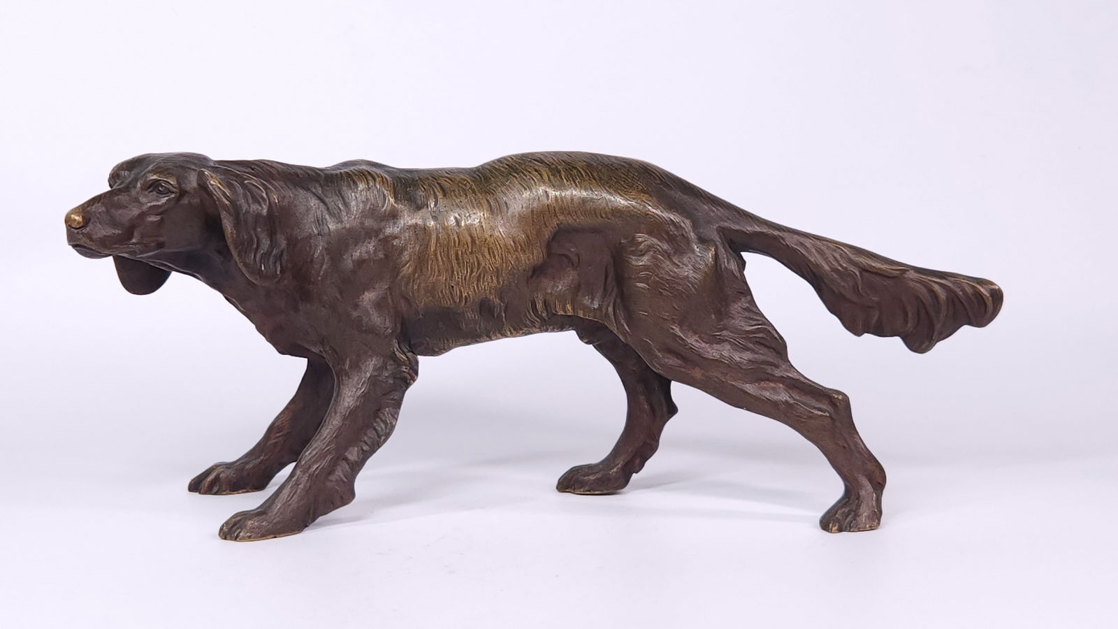 ANTIQUE CAST BRONZE SETTER DOG CLOCK TOPPER (1 of 6)