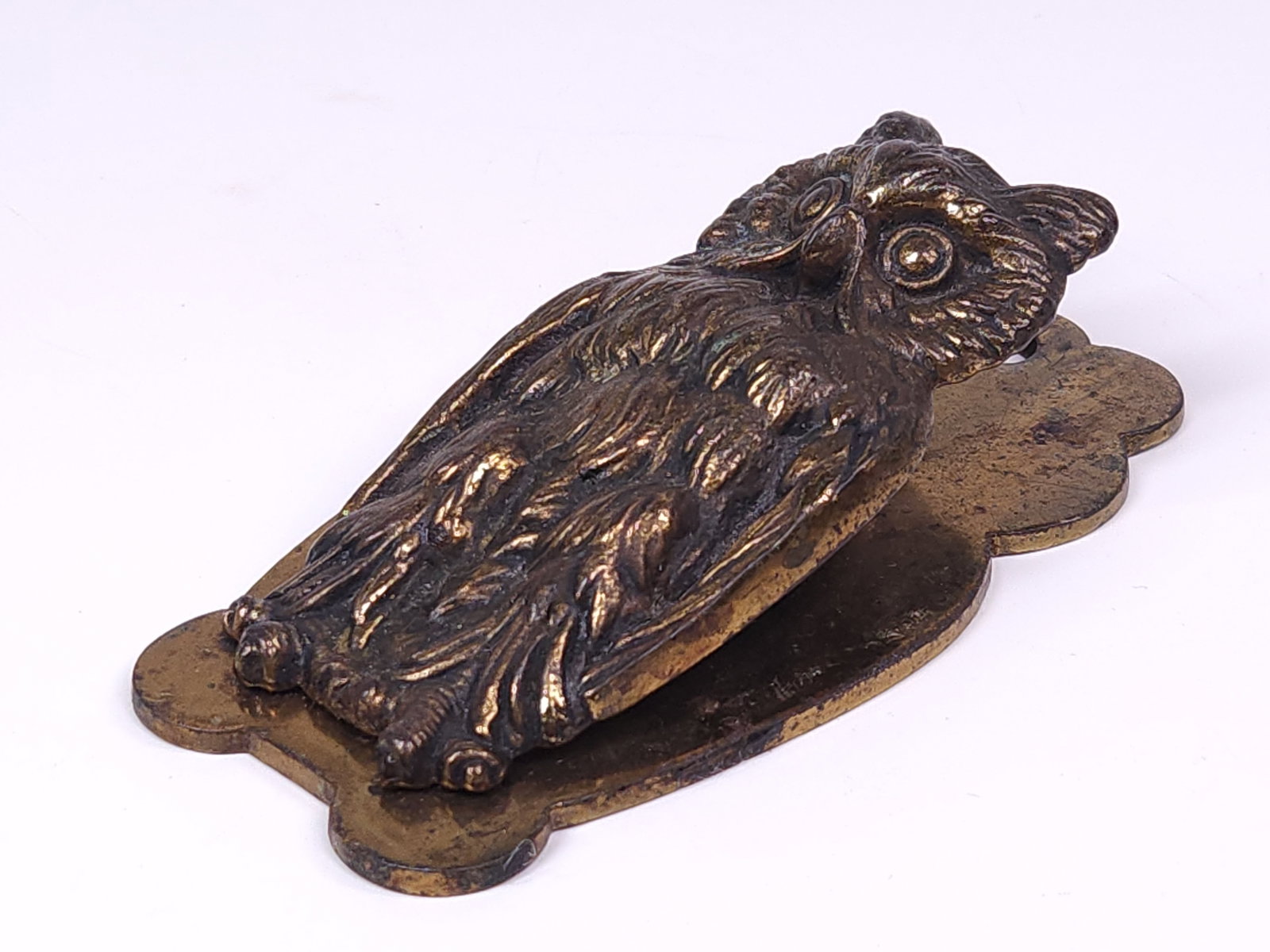 ANTIQUE CAST BRASS OWL DOCUMENT RECEIPT HOLDER (1 of 5)