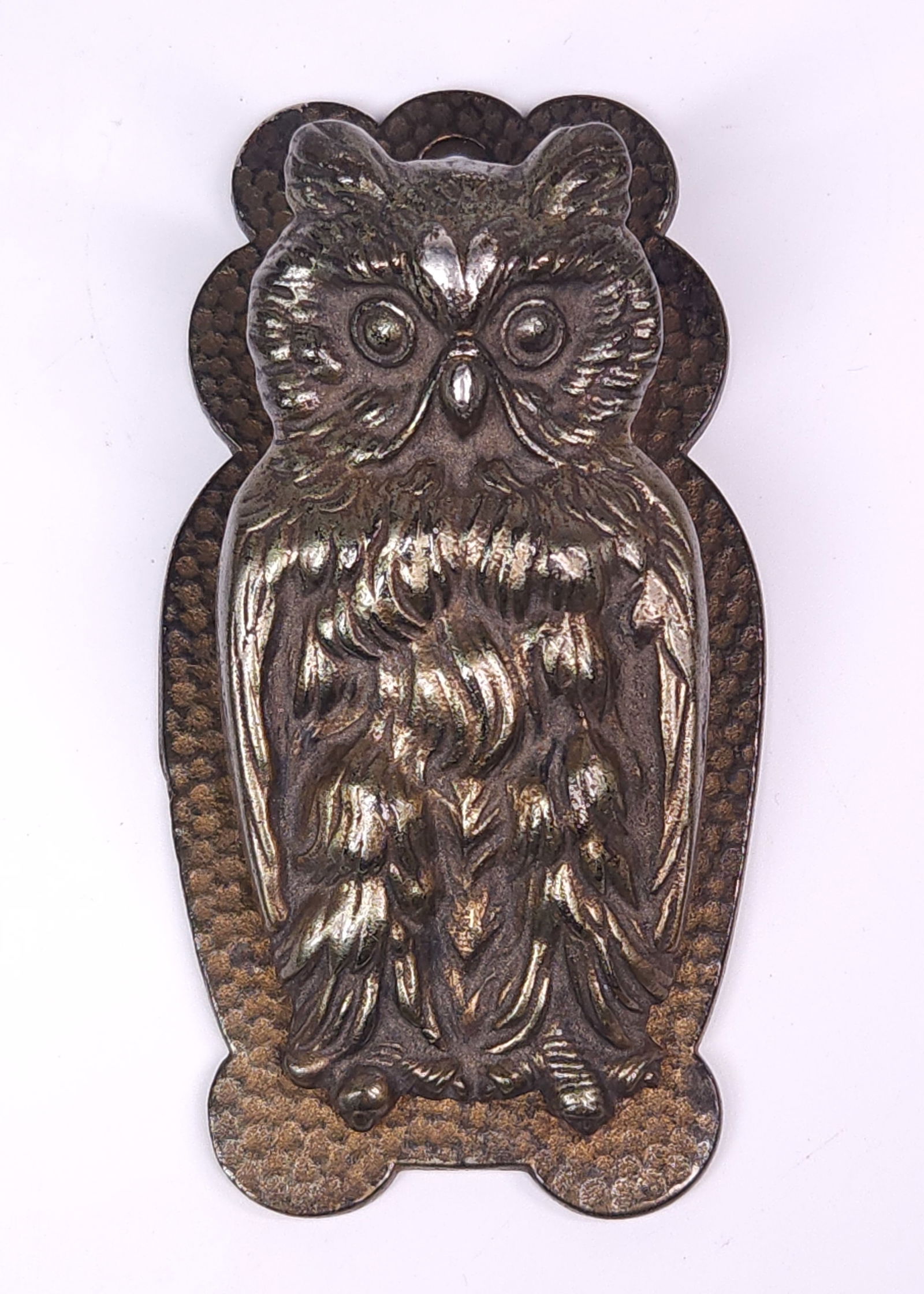 ANTIQUE CAST BRASS OWL DOCUMENT RECEIPT HOLDER (1 of 3)