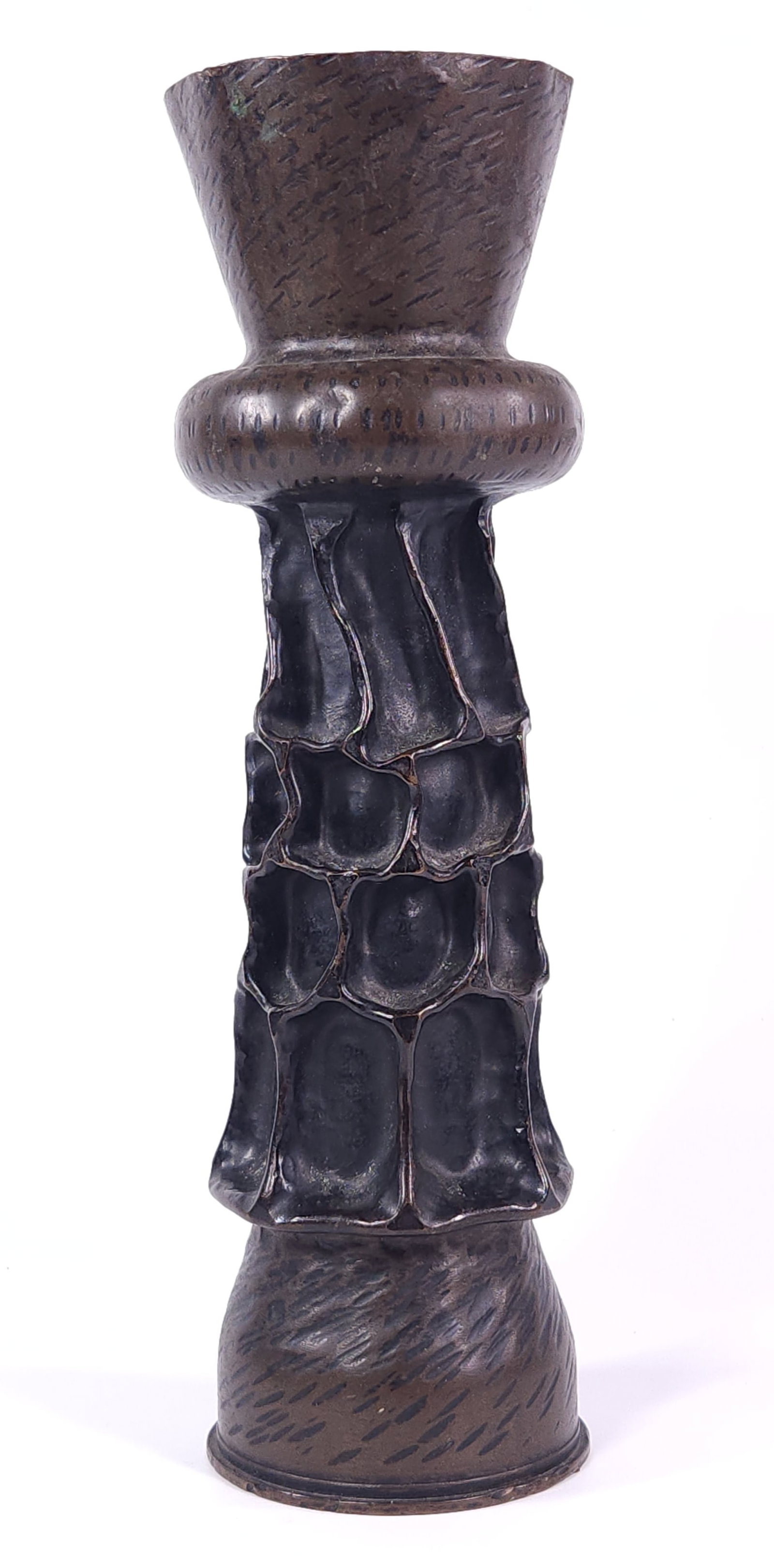 BRUTALISTIC TRENCH ART SHELL CASING VASE (1 of 5)