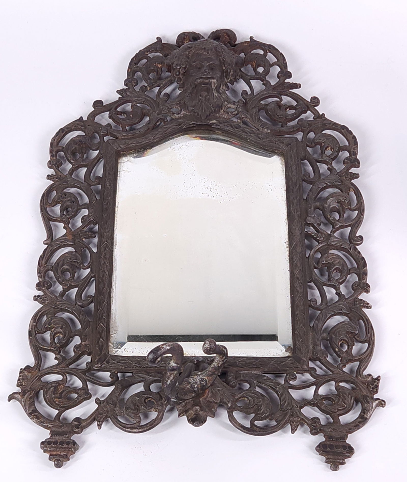 ANTIQUE ORNATE CAST IRON GOBLIN MIRROR (1 of 4)