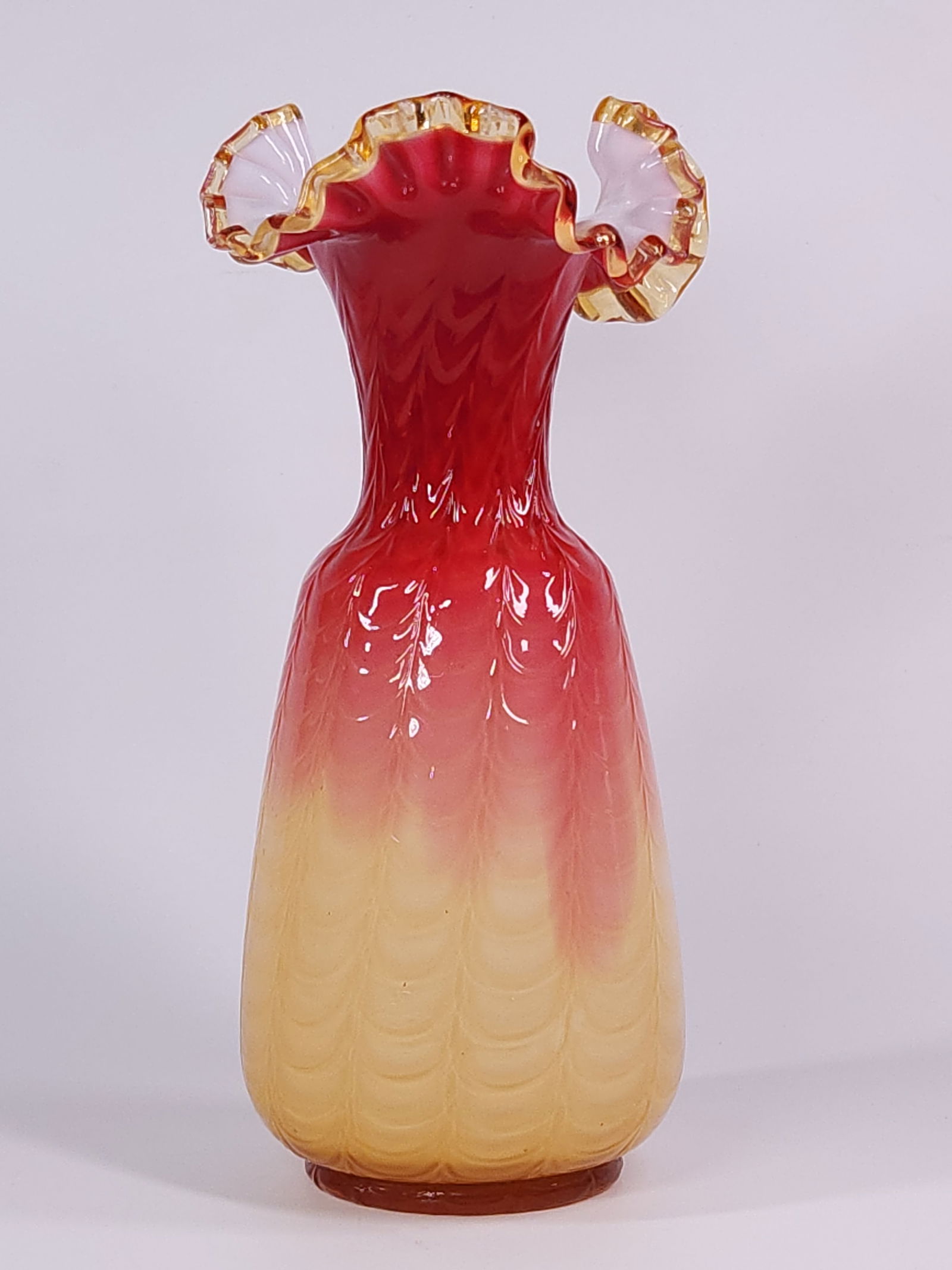PHOENIX GLASS THISTLE PATTERN UMBRELLA VASE: REMAINS IN GOOD CONDITION, NO CHIPS OR CRACKS.