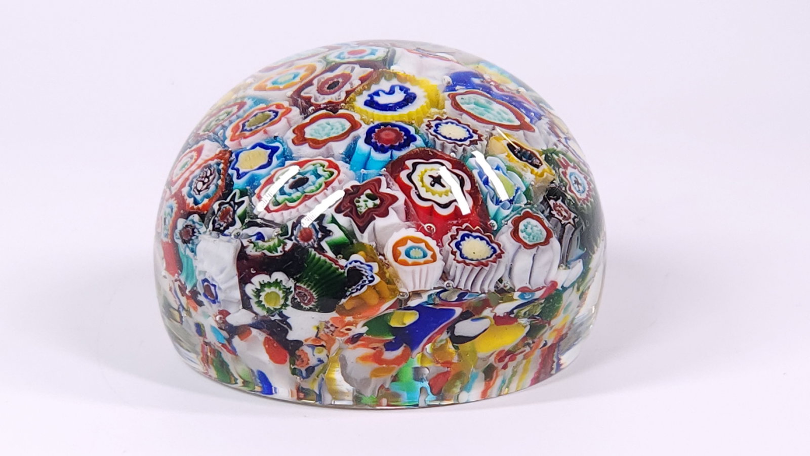 MURANO ART GLASS MILLEFIORI PAPERWEIGHT: REMAINS IN GOOD CONDITION.