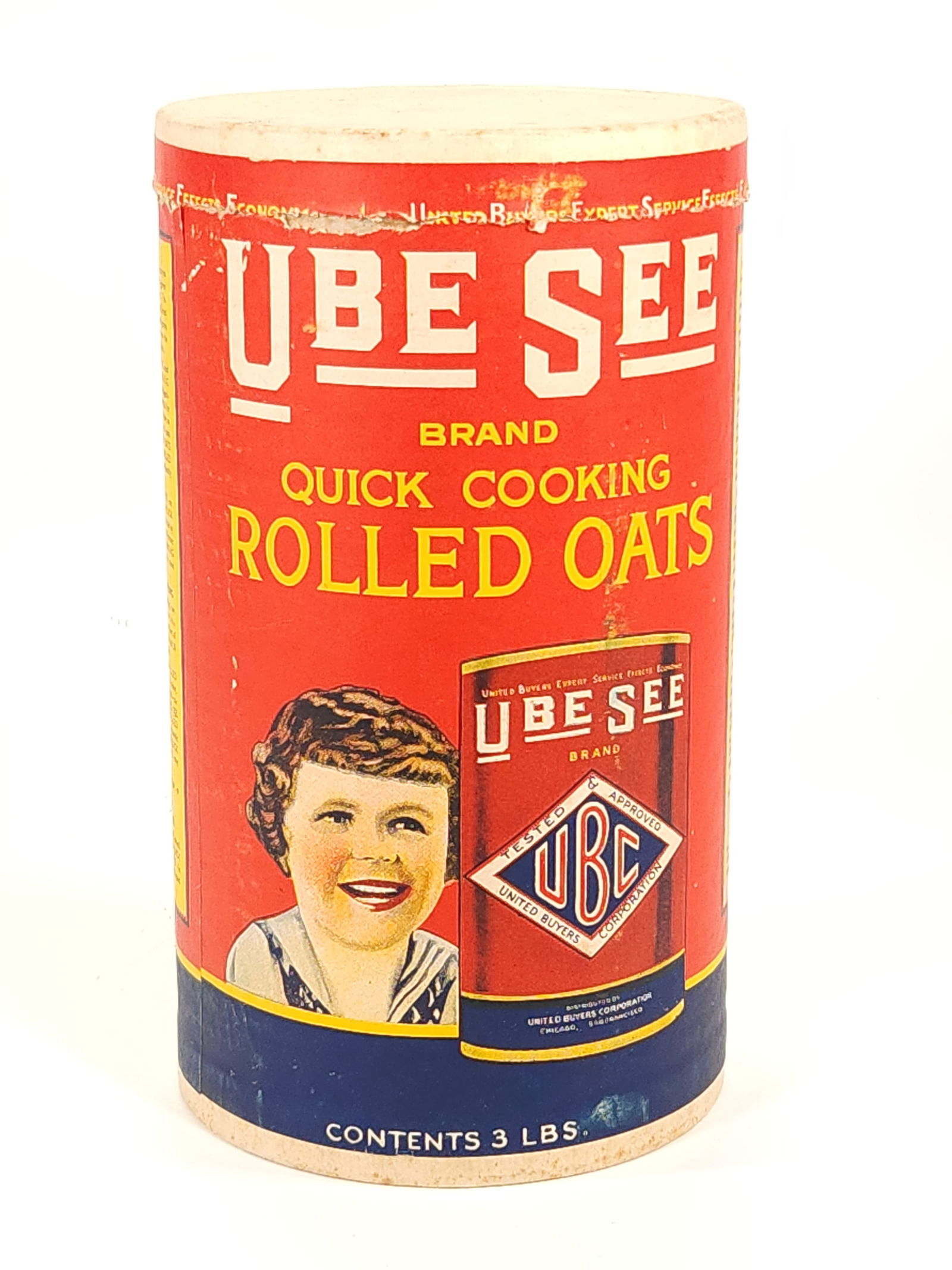 ANTIQUE UBE SEE ROLLED OATS CONTAINER (1 of 3)