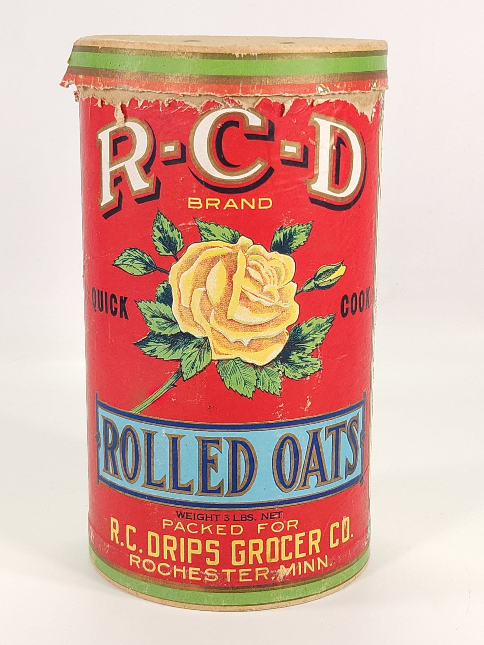 R-C-D BRAND ROSE ROLLED OATS CONTAINER (1 of 3)