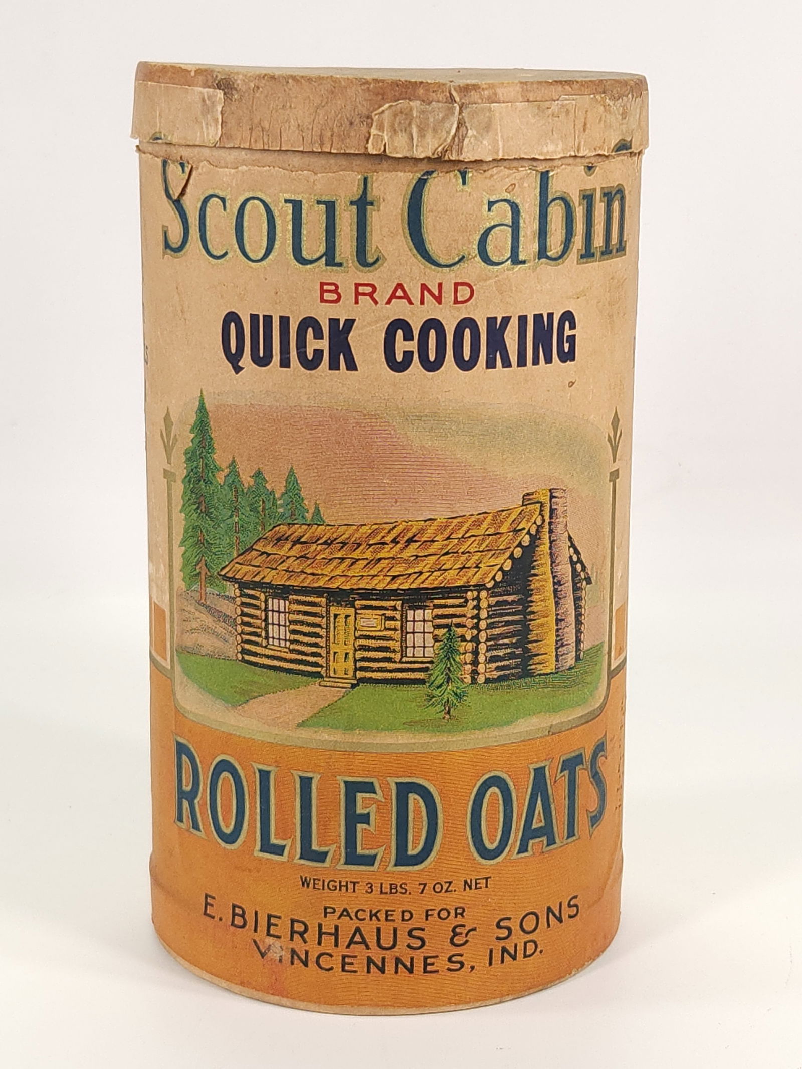 ANTIQUE SCOUT CABIN ROLLED OATS CONTAINER (1 of 3)