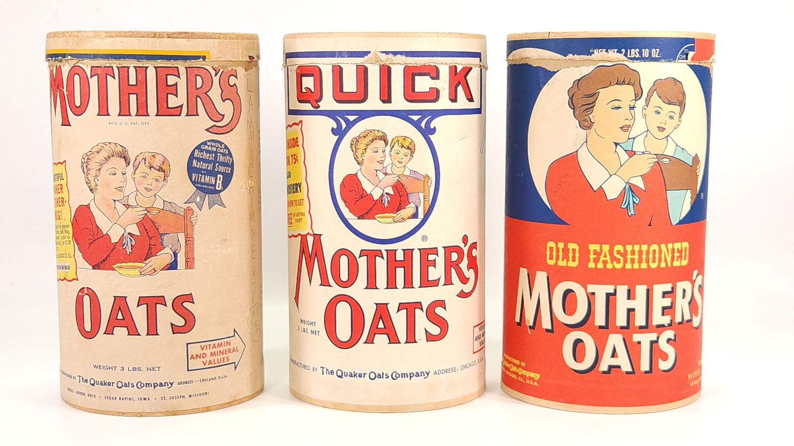 3) ANTIQUE MOTHERS OATS CONTAINERS (1 of 2)