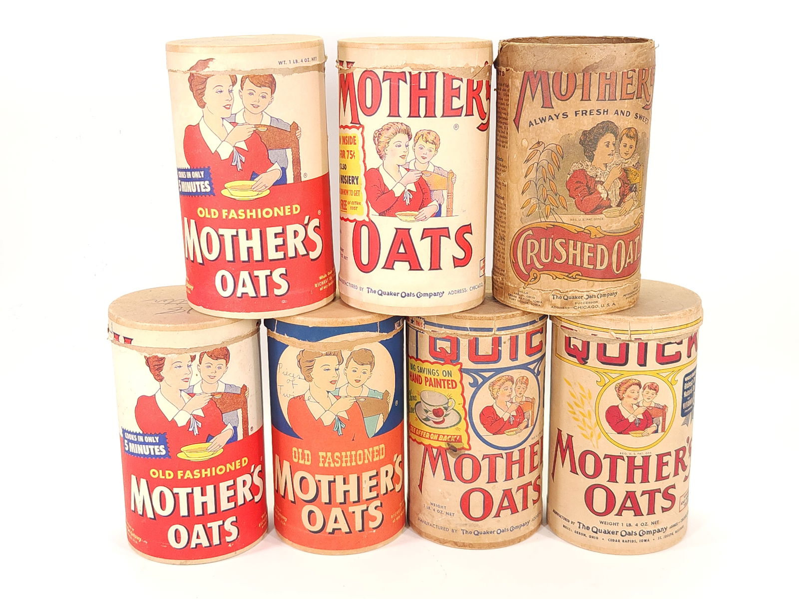 7) ANTIQUE MOTHER'S OAT CONTAINERS (1 of 4)