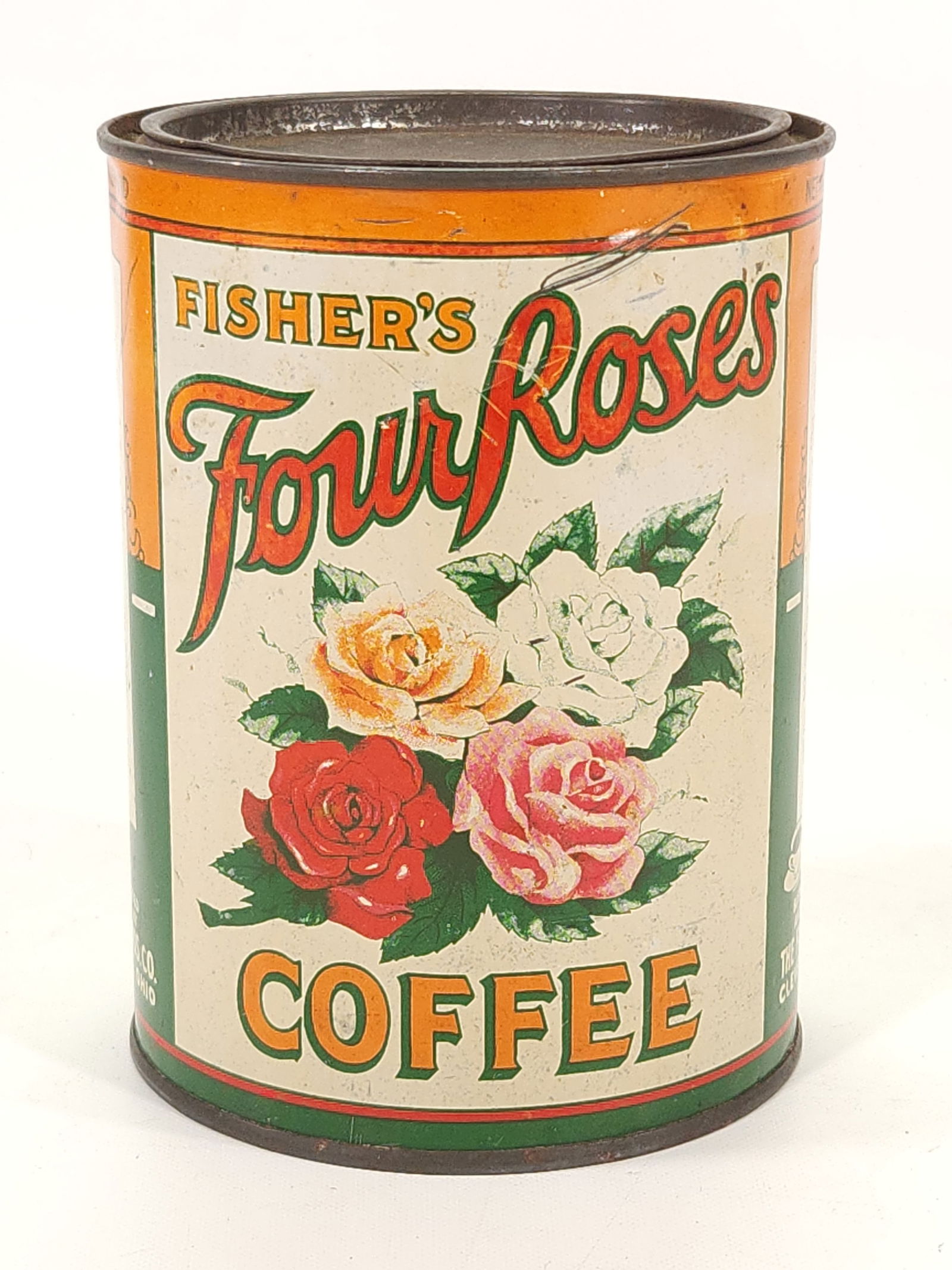 FISHER'S FOUR ROSES COFFEE TIN (1 of 4)
