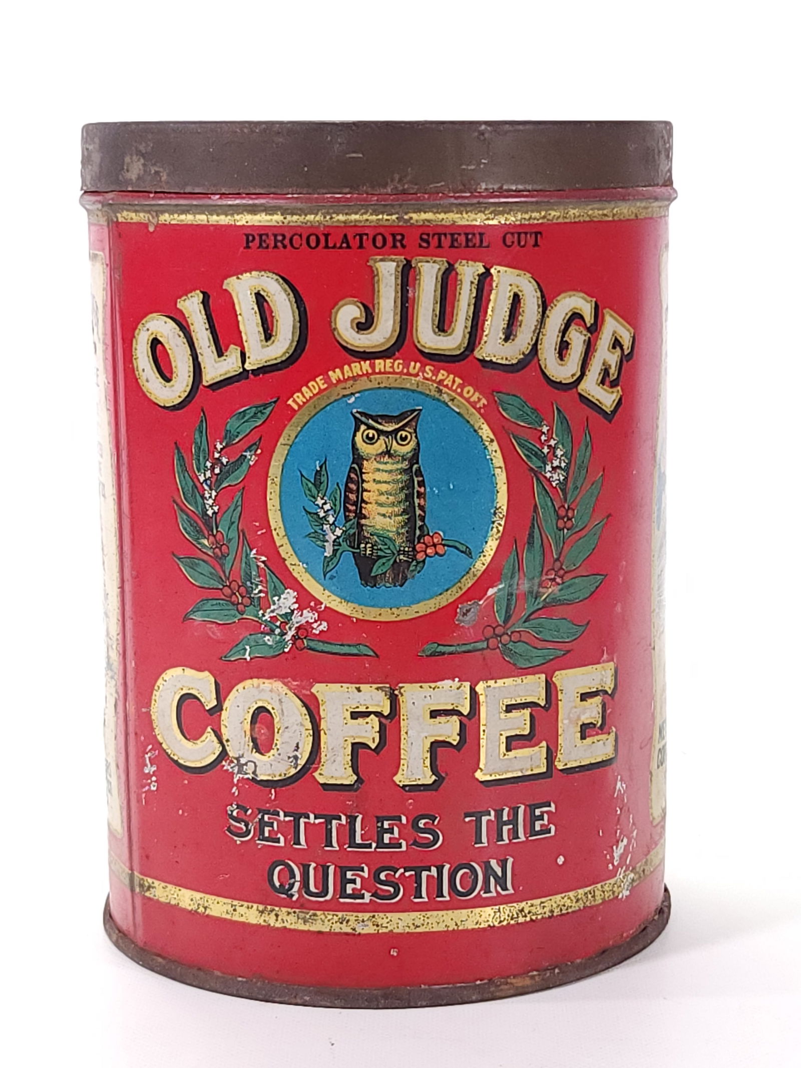 OLD JUDGE 5" OWL COFFEE TIN CAN (1 of 4)