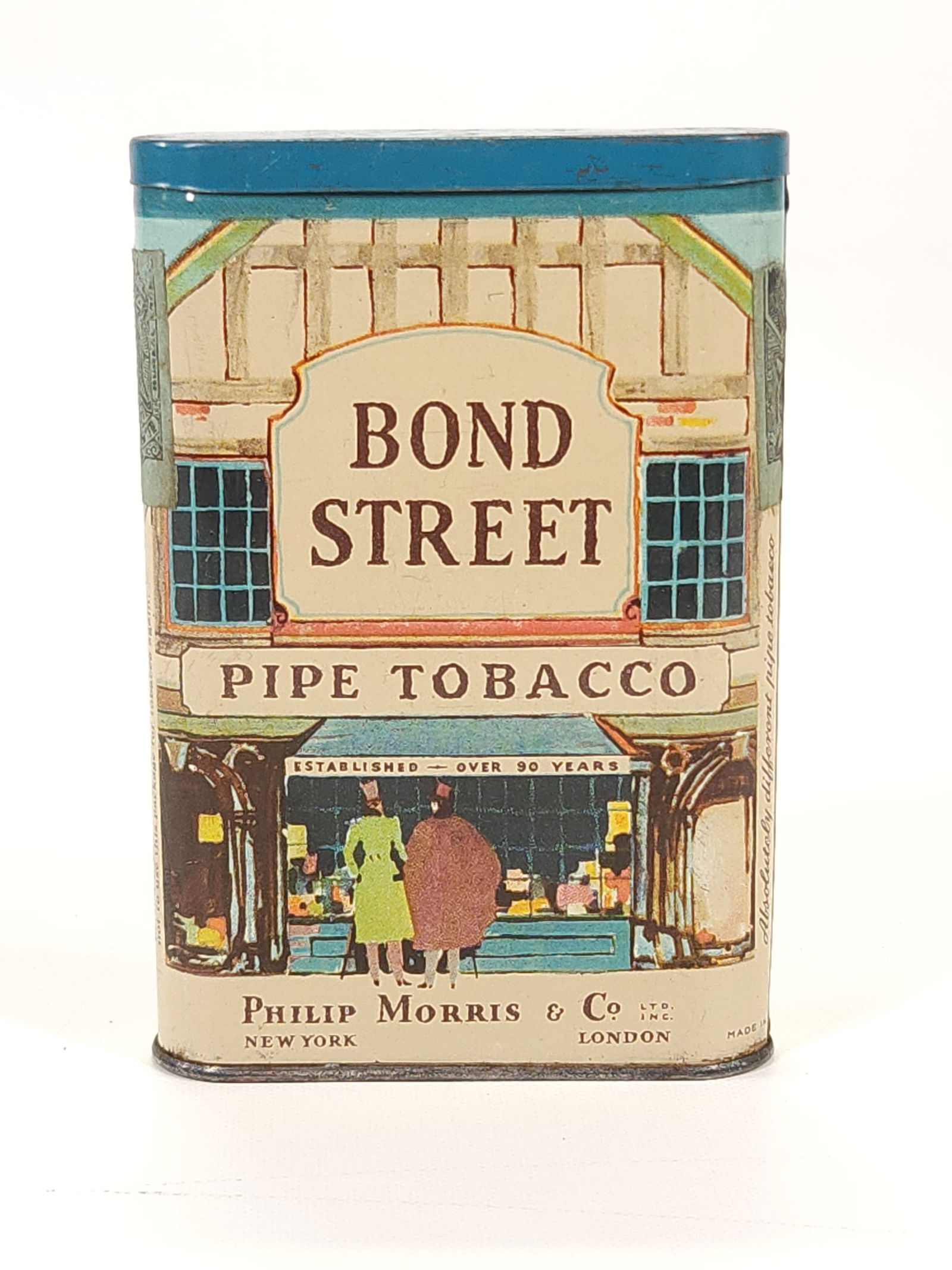 PHILIP MORRIS BOND STREET PIPE TOBACCO TIN: REMAINS IN GOOD CONDITION, SHOWING SOME TYPICAL WEAR.