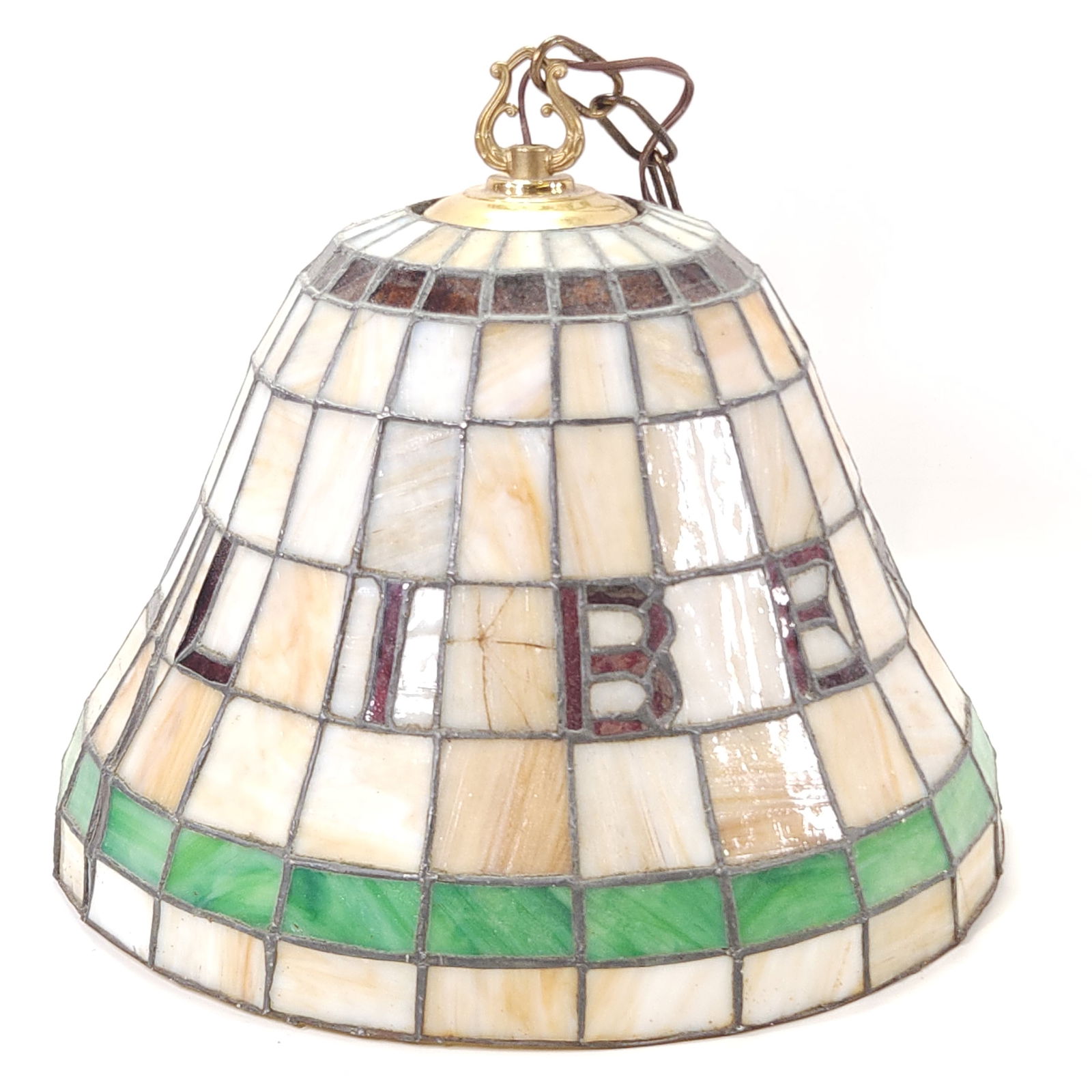 LEADED SLAG GLASS LIBERTY BELL HANGING LAMP (1 of 6)