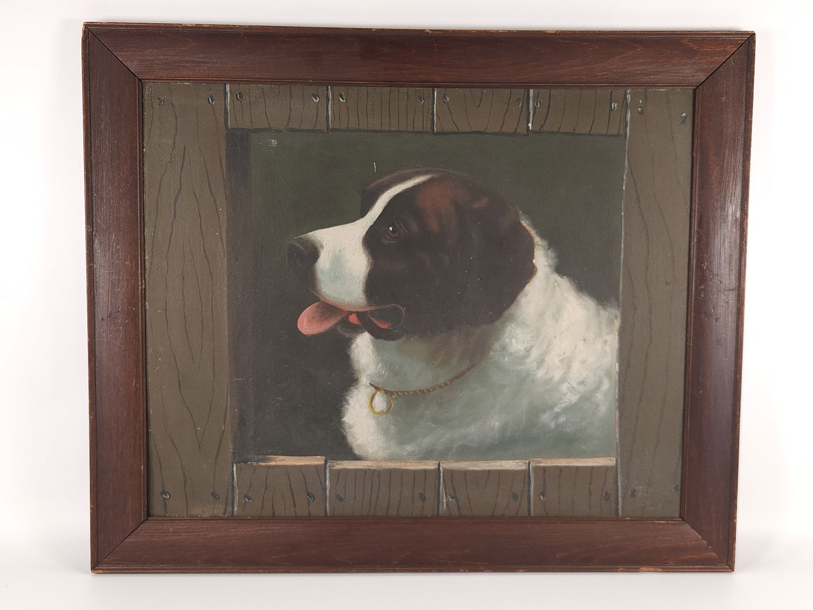 VINTAGE SAINT BERNARD DOG PAINTING (1 of 5)