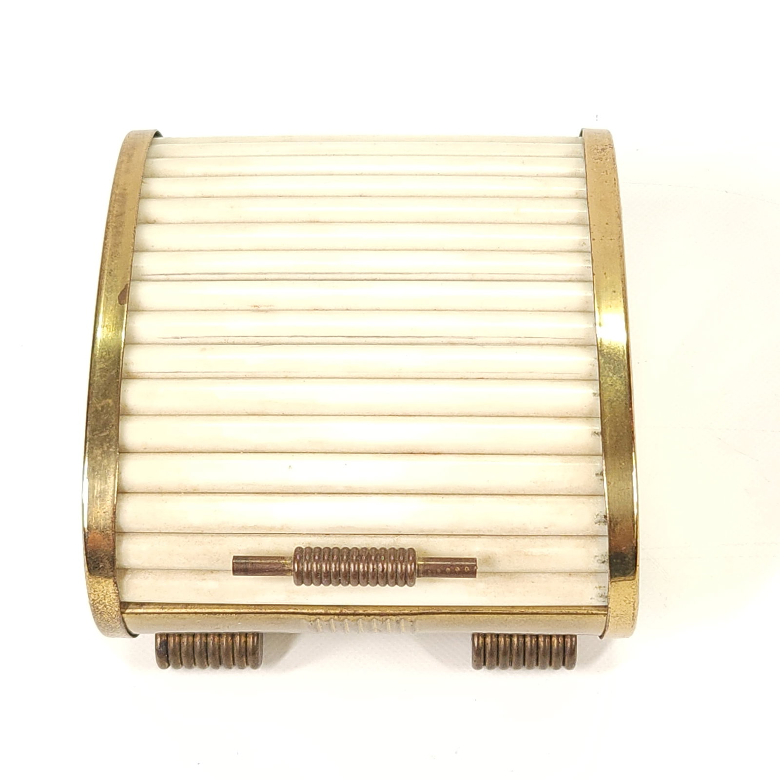 VINTAGE ART DECO ROLL TOP ASHTRAY: REMAINS IN GOOD CONDITION, SHOWING SOME TYPICAL WEAR.
