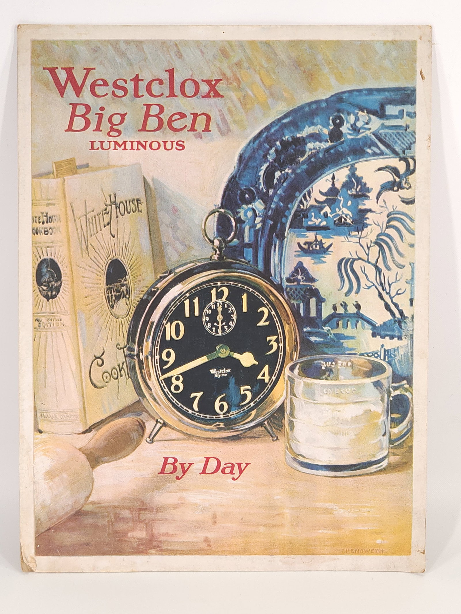 WESTCLOX BIG BEN ALARM CLOCK CARDBOARD DISPLAY SIGN (1 of 4)