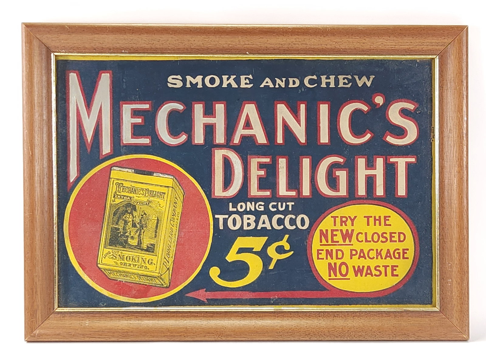 MECHANIC'S DELIGHT ADVERTISING GLASS SIGN: REMAINS IN GOOD CONDITION.