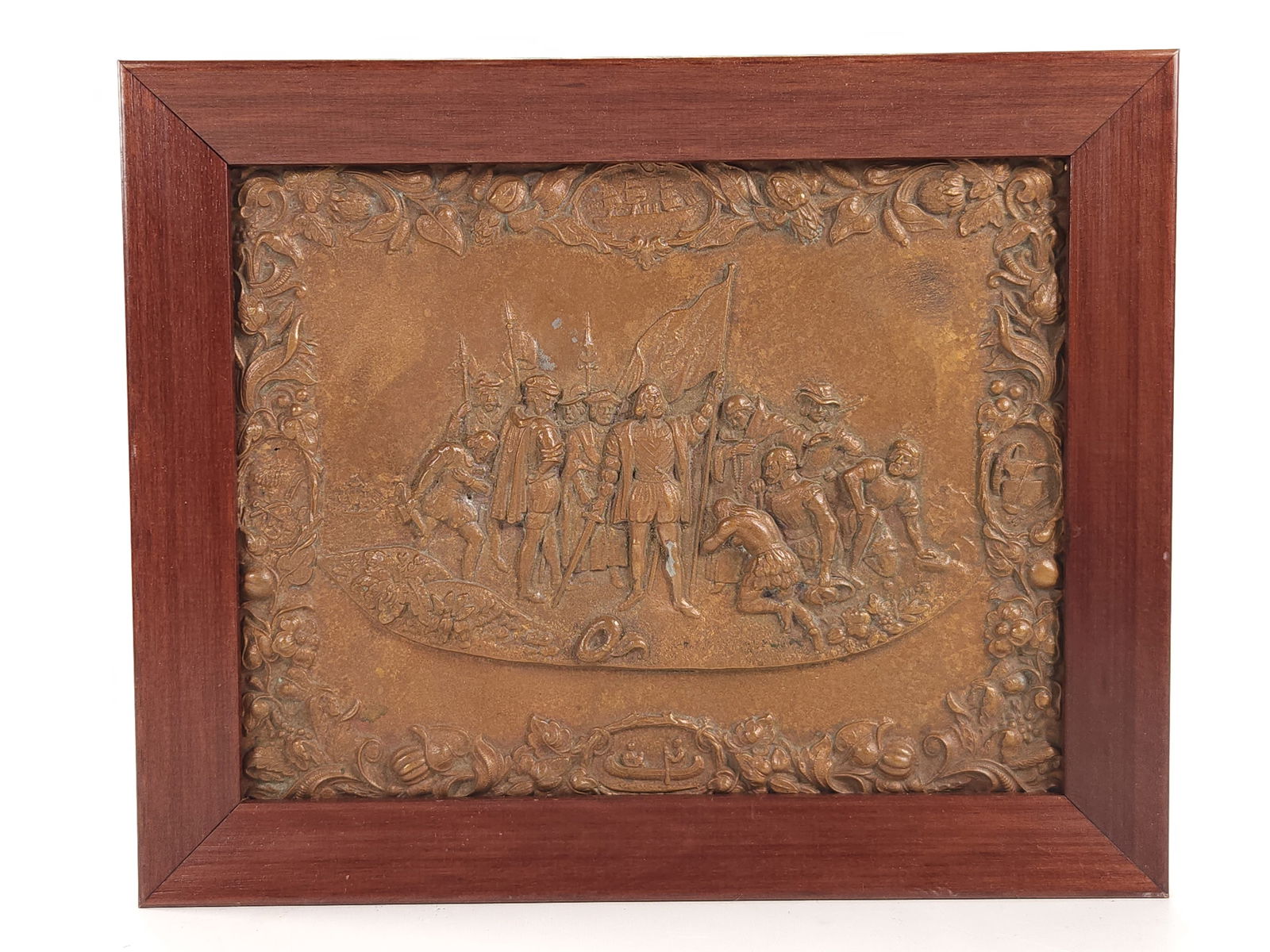 ANTIQUE BRONZE PLAQUE - CHRISTOPHER COLUMBUS (1 of 5)