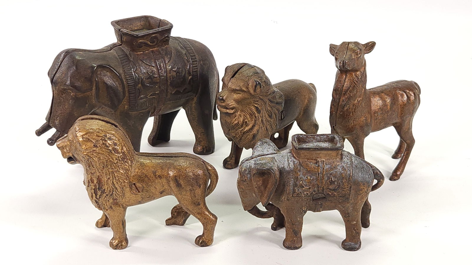 5) ANTIQUE CAST IRON ANIMAL STILL BANKS (1 of 11)