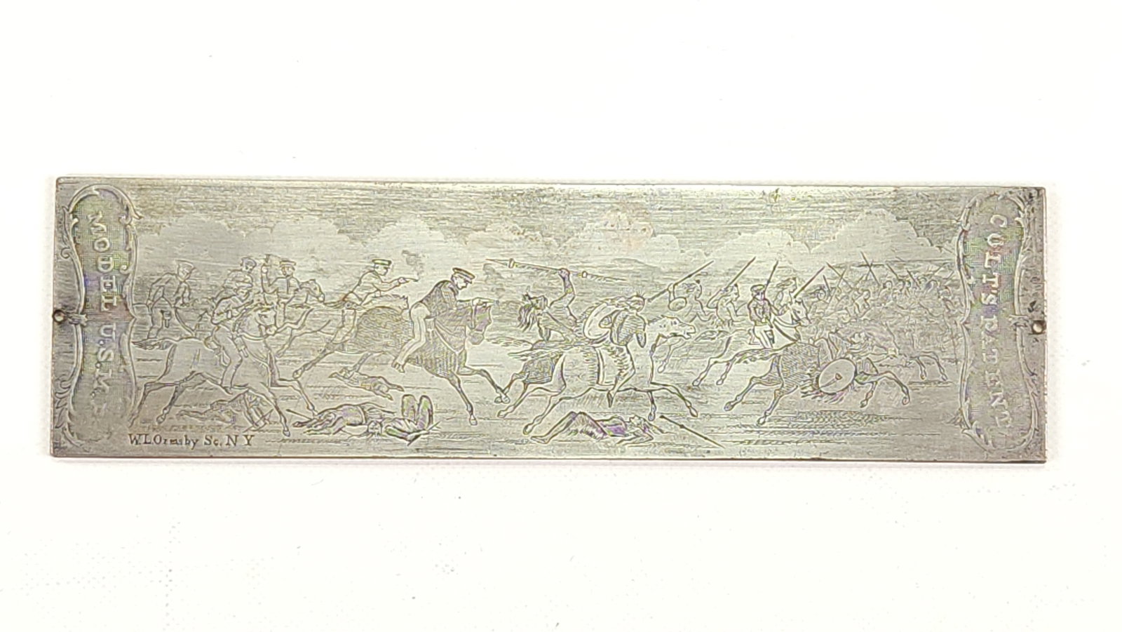 COLT'S PATENT SILVER PLATED MODEL U.S.M.R CYLINDER PLATE: REMAINS IN GOOD CONDITION, SHOWING TYPICAL WEAR.
