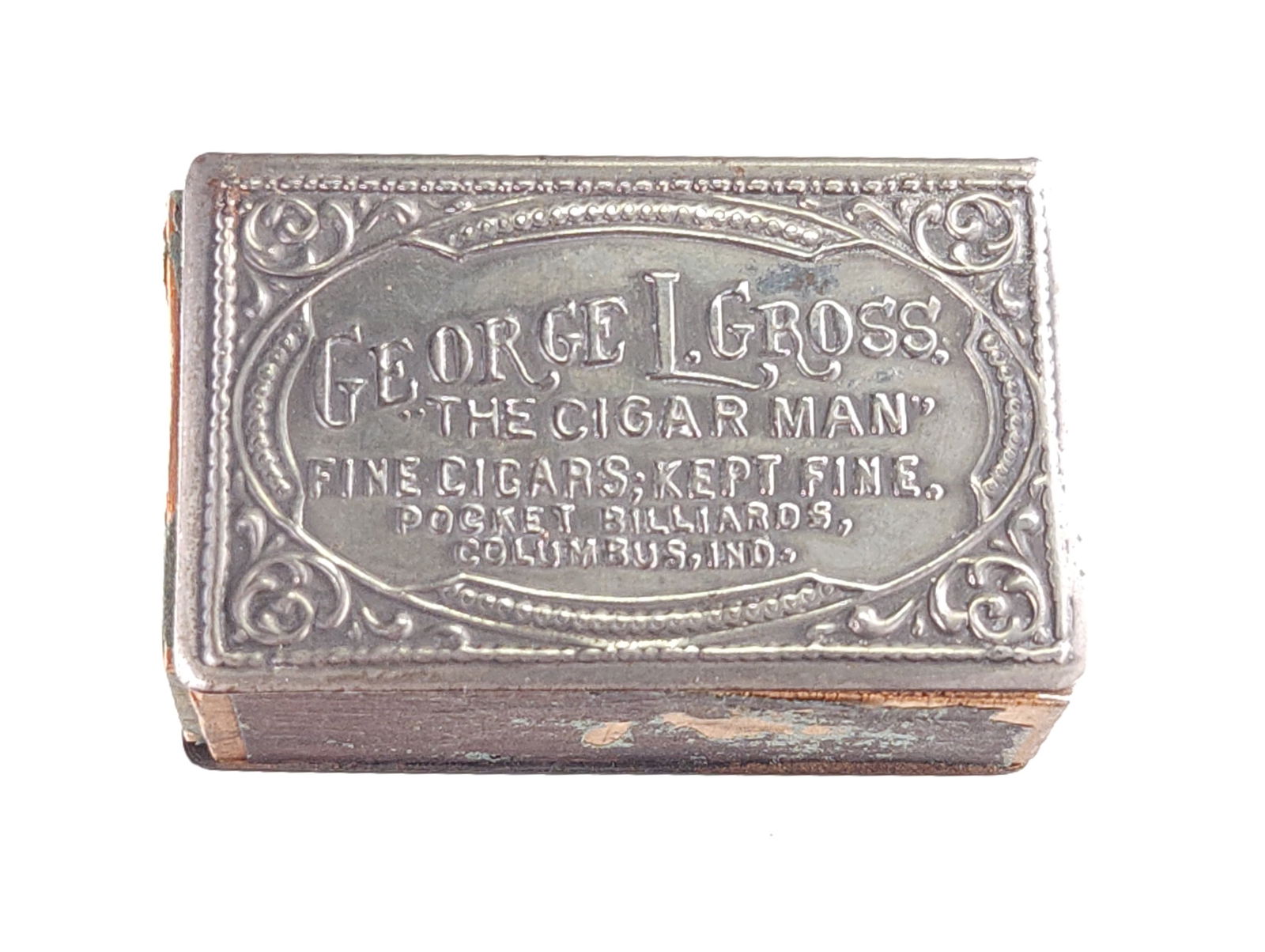 ANTIQUE GEORGE L. GROSS CIGAR MAN MATCH SAFE (1 of 4)