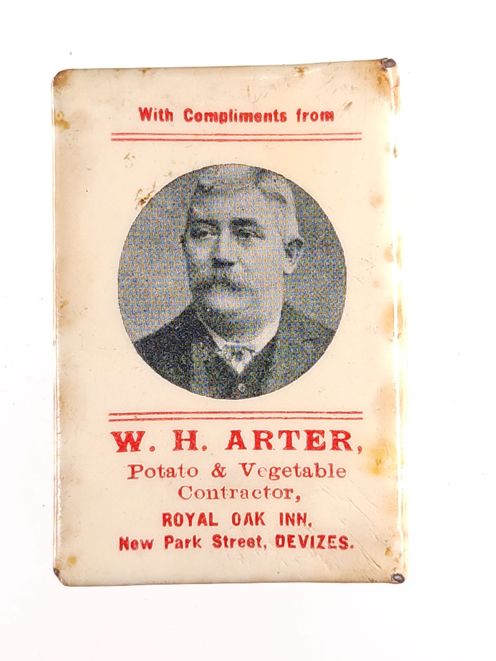 SOUVENIR GREAT WAR W.H. ARTER IN. ADV. CELLULOID MATCH SAFE (1 of 3)