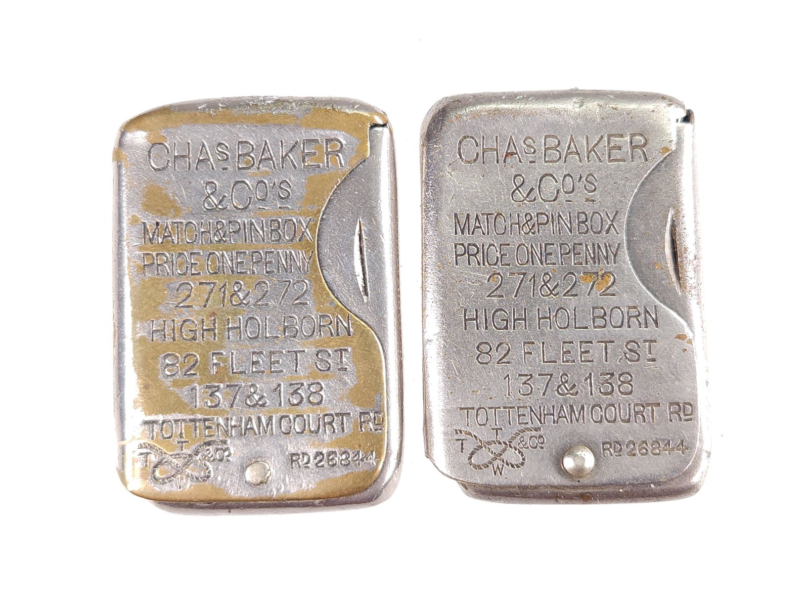2) CHAS BAKER & CO. MATCH & PIN BOX (1 of 3)