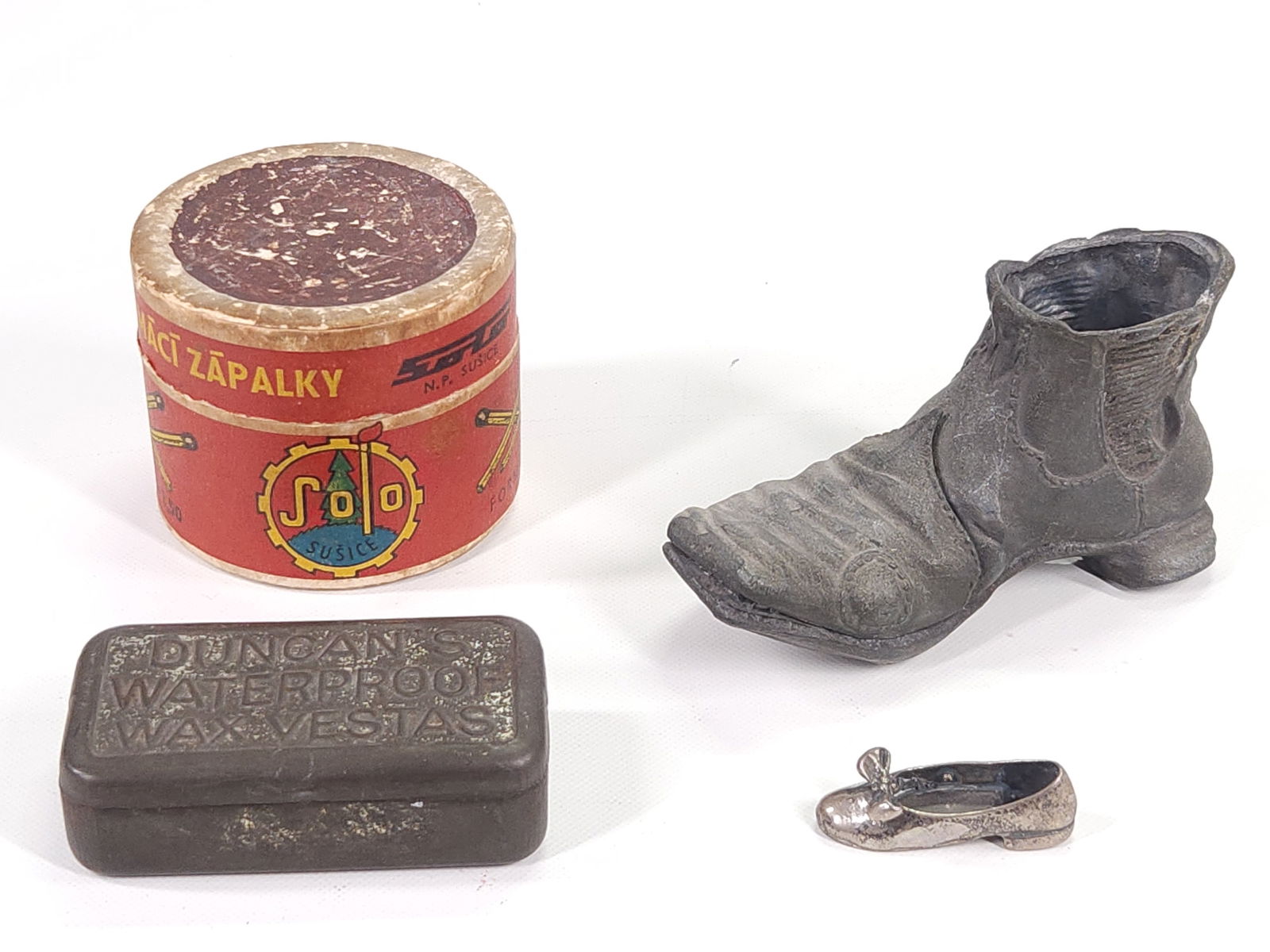 4) VARIOUS ANTIQUE MATCH SAFE (1 of 4)