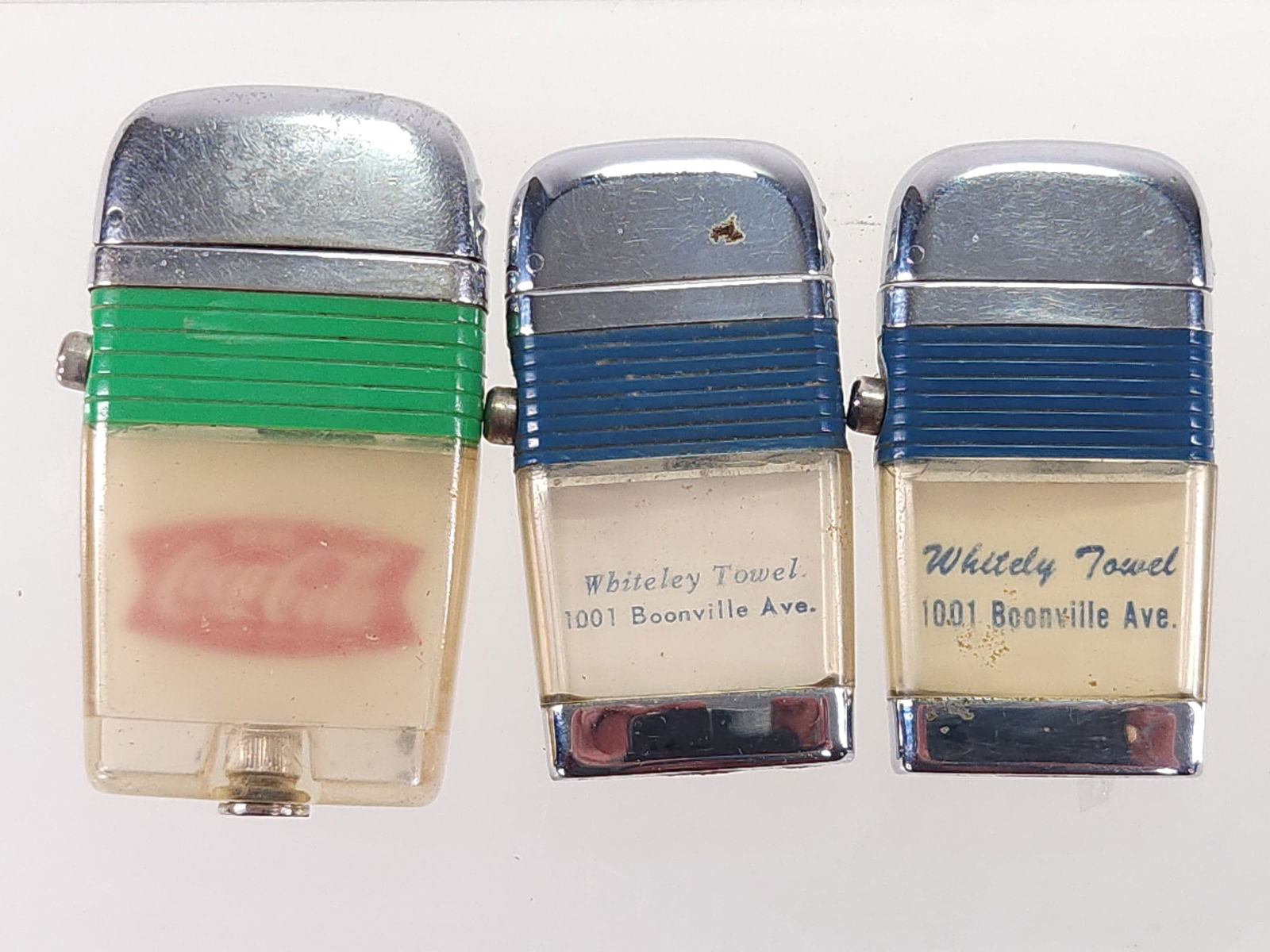 3) ADVERTISING SCRIPTO VU LIGHTERS COCA COLA WHITELEY TOWEL (1 of 5)