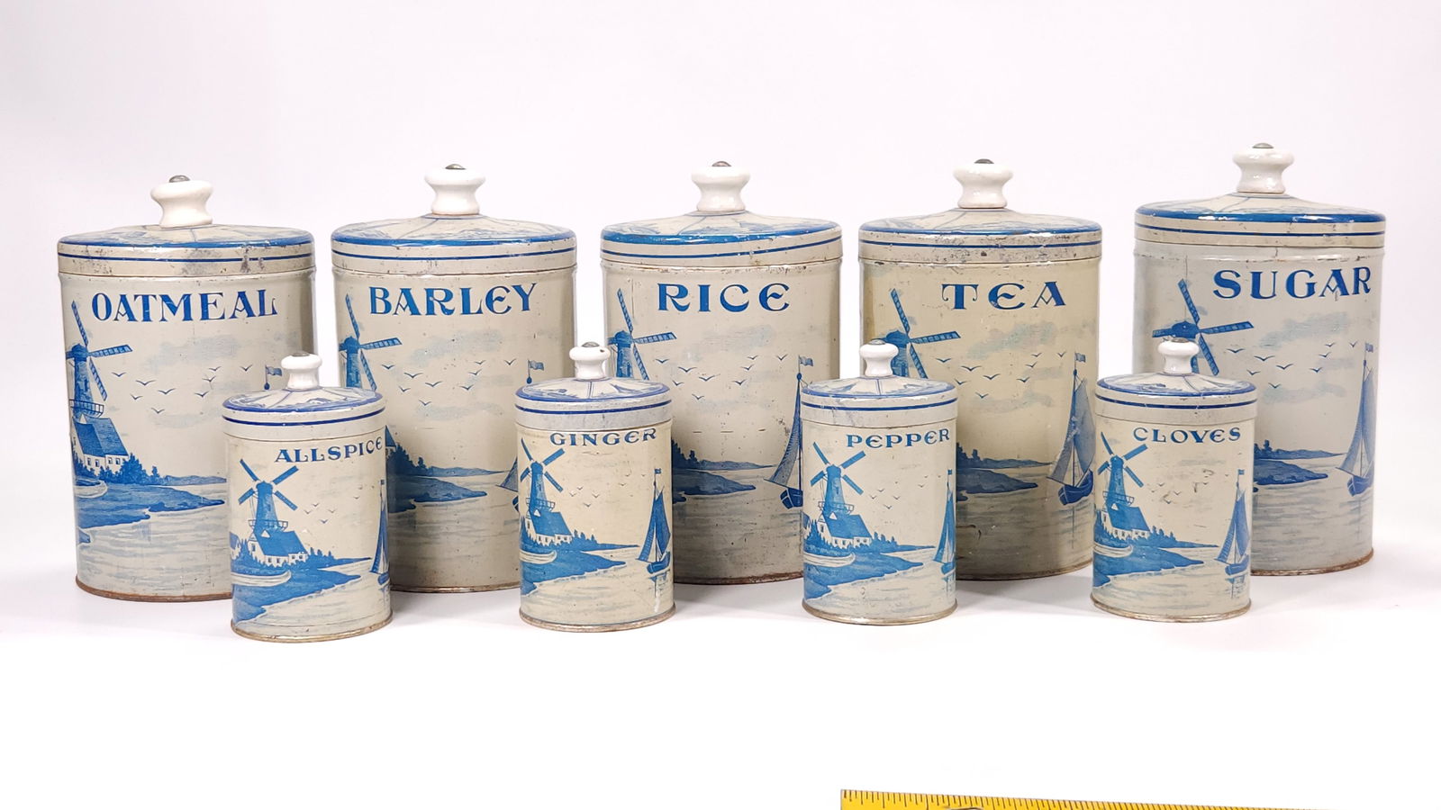 9-PIECE DUTCH WINDMILL TIN LITHO SPICE SET (1 of 8)