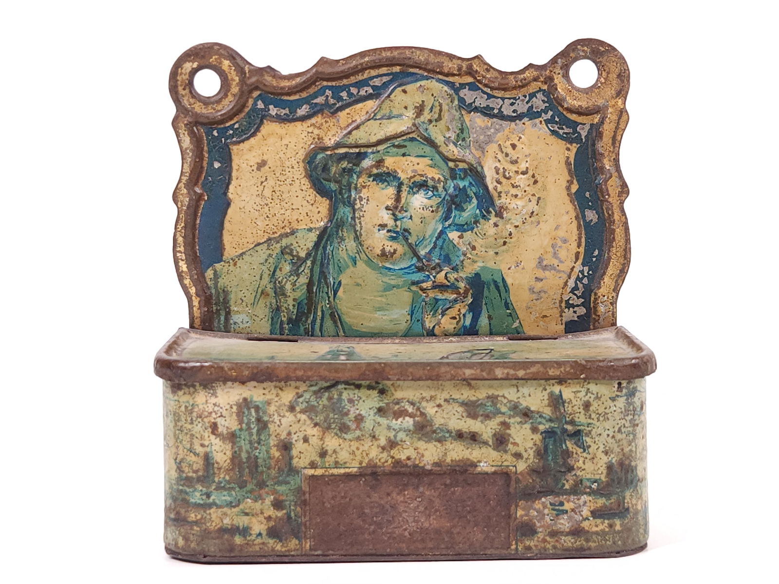 ANTIQUE SAILOR SMOKING PIPE TIN MATCH SAFE (1 of 5)