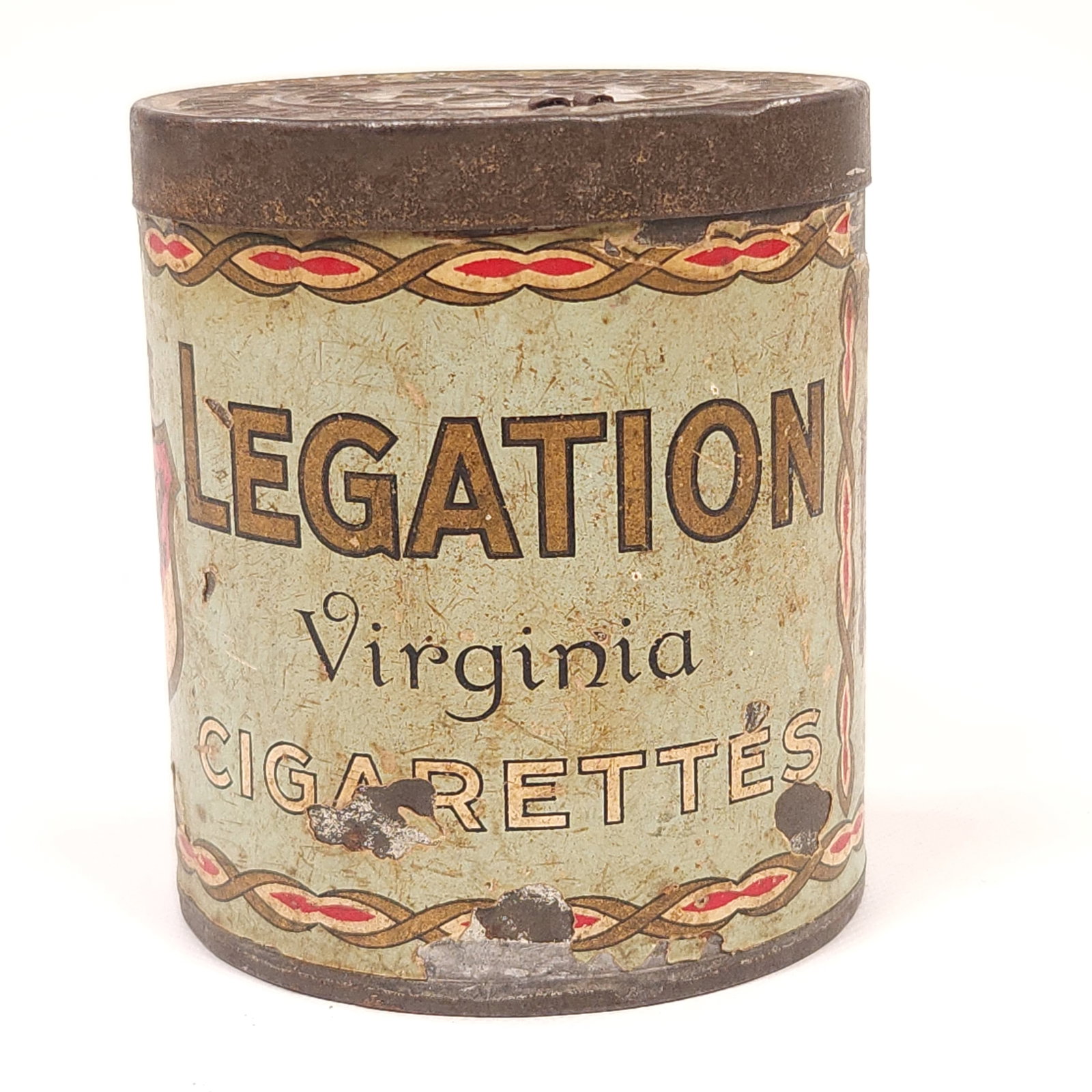 LEGATION VIRGINIA CIGARETTES TIN W/ PAPER LABEL (1 of 4)