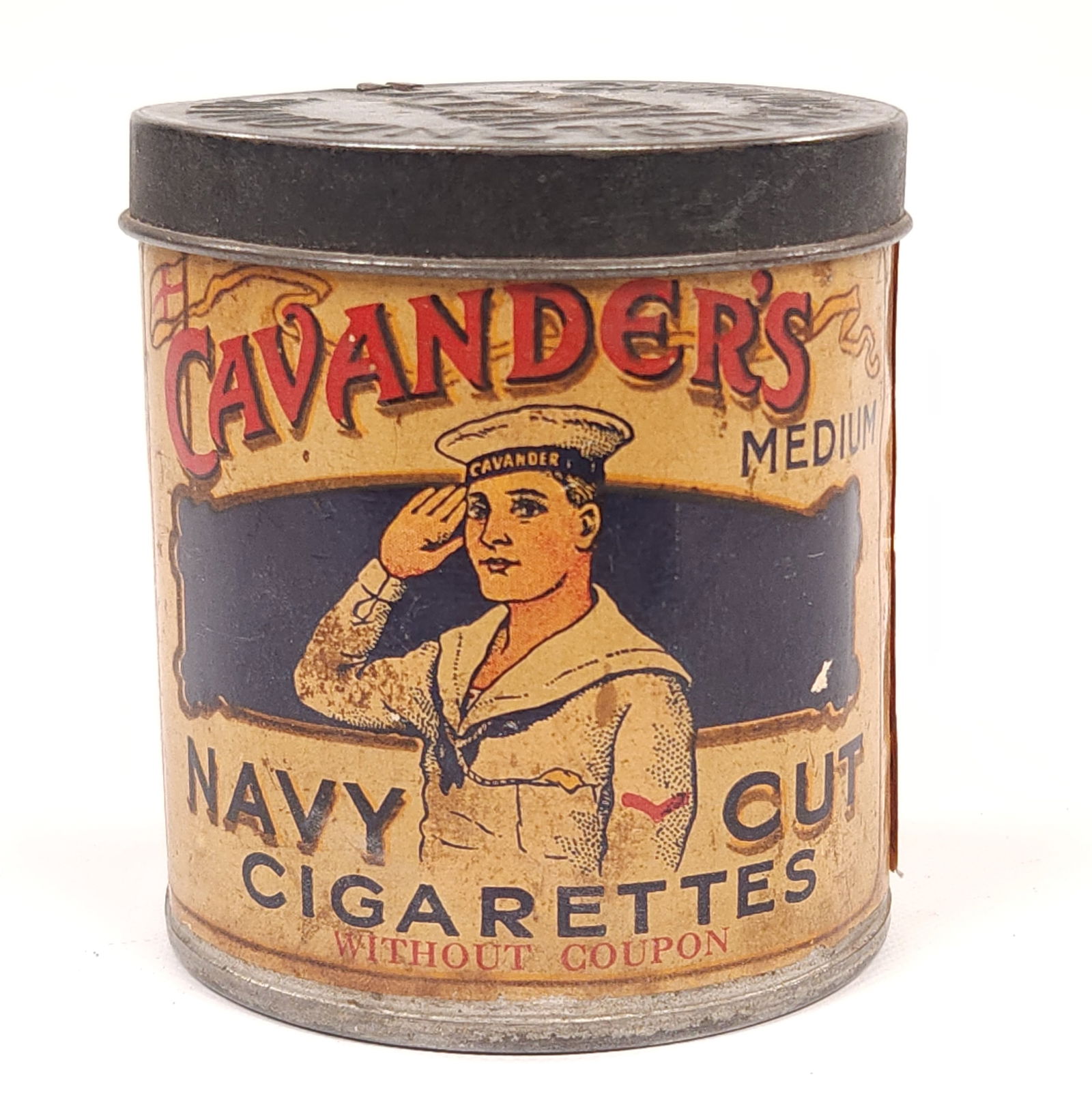 CAVENDER'S NAVY CUT CIGARETTE TIN W/ PAPER LABEL (1 of 6)